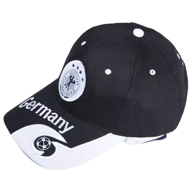 Germany Inspired Football Fan Baseball Cap, Black & White Casual Sports Hat
