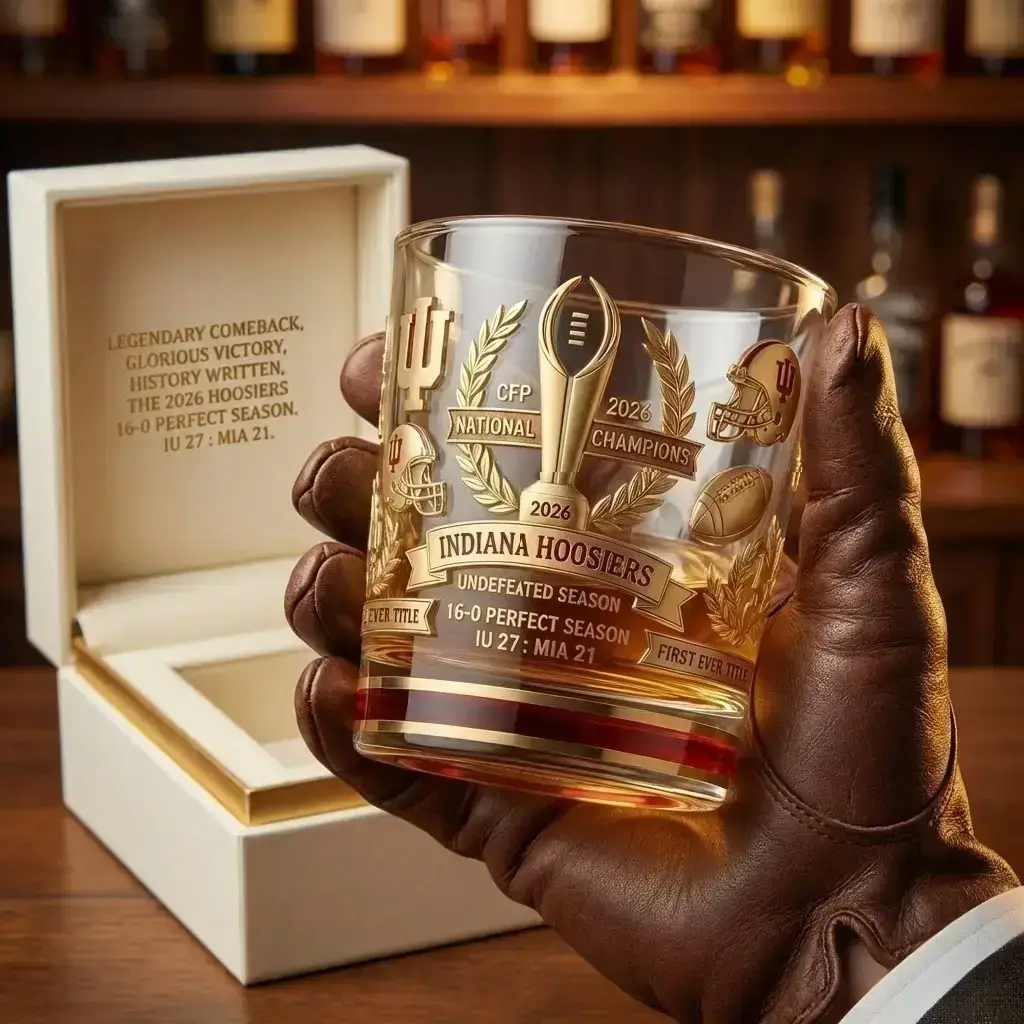 Indiana Hoosiers 2026 CFP National Champions Commemorative Whiskey Glass