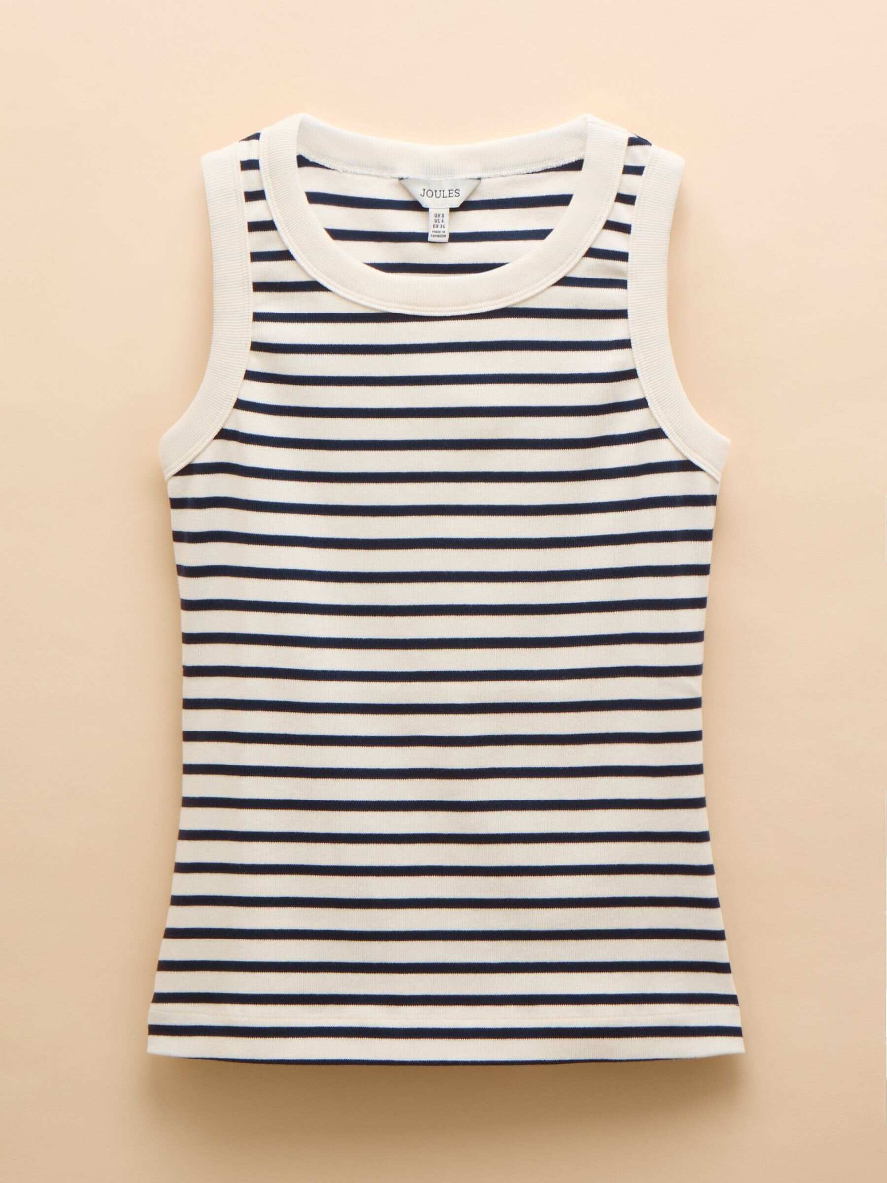 Cream & Navy Striped Premium Ribbed Jersey Vest