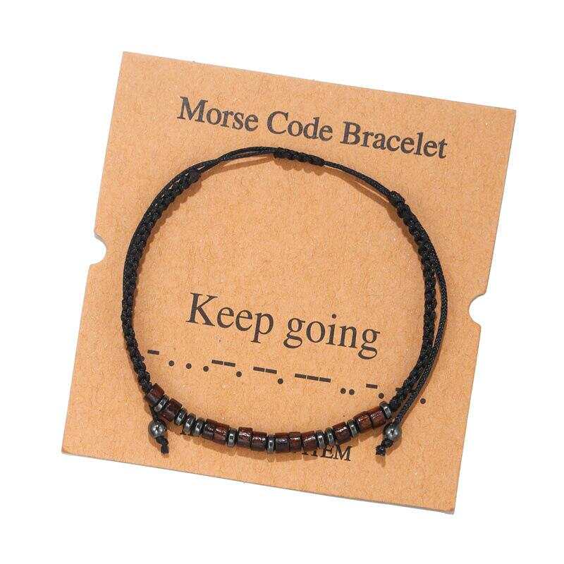 Women's Men's Unisex Morse Code Alphanumeric Weave Couple Bracelet