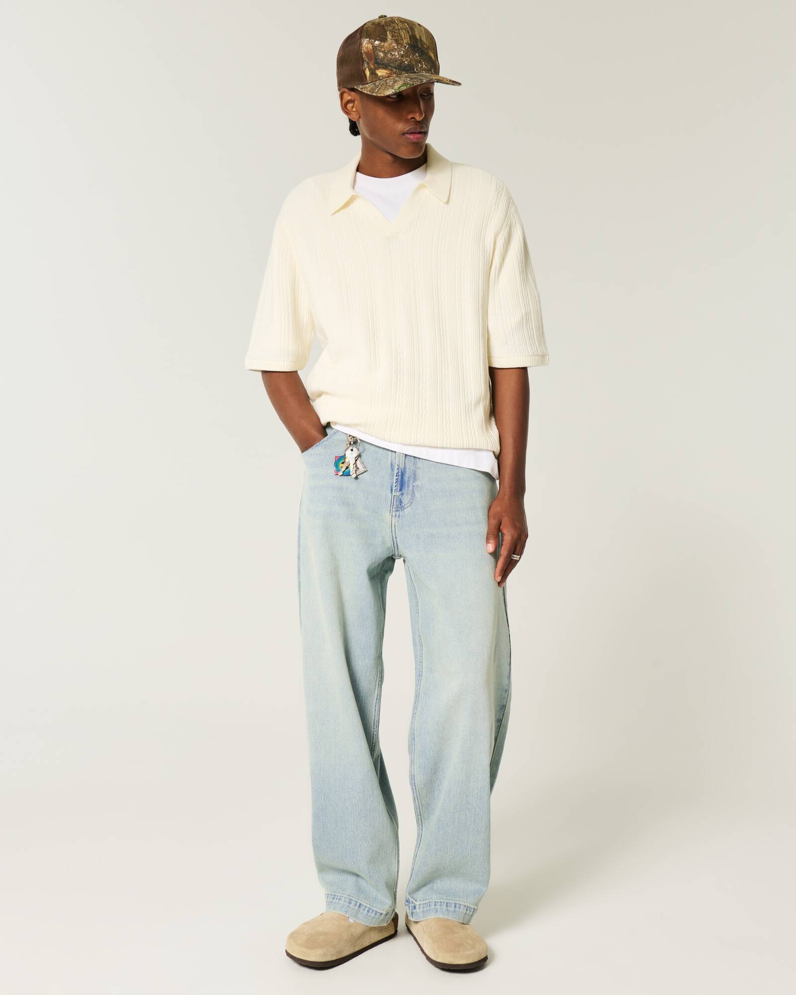 Medium Wash Skater Baggy Jeans