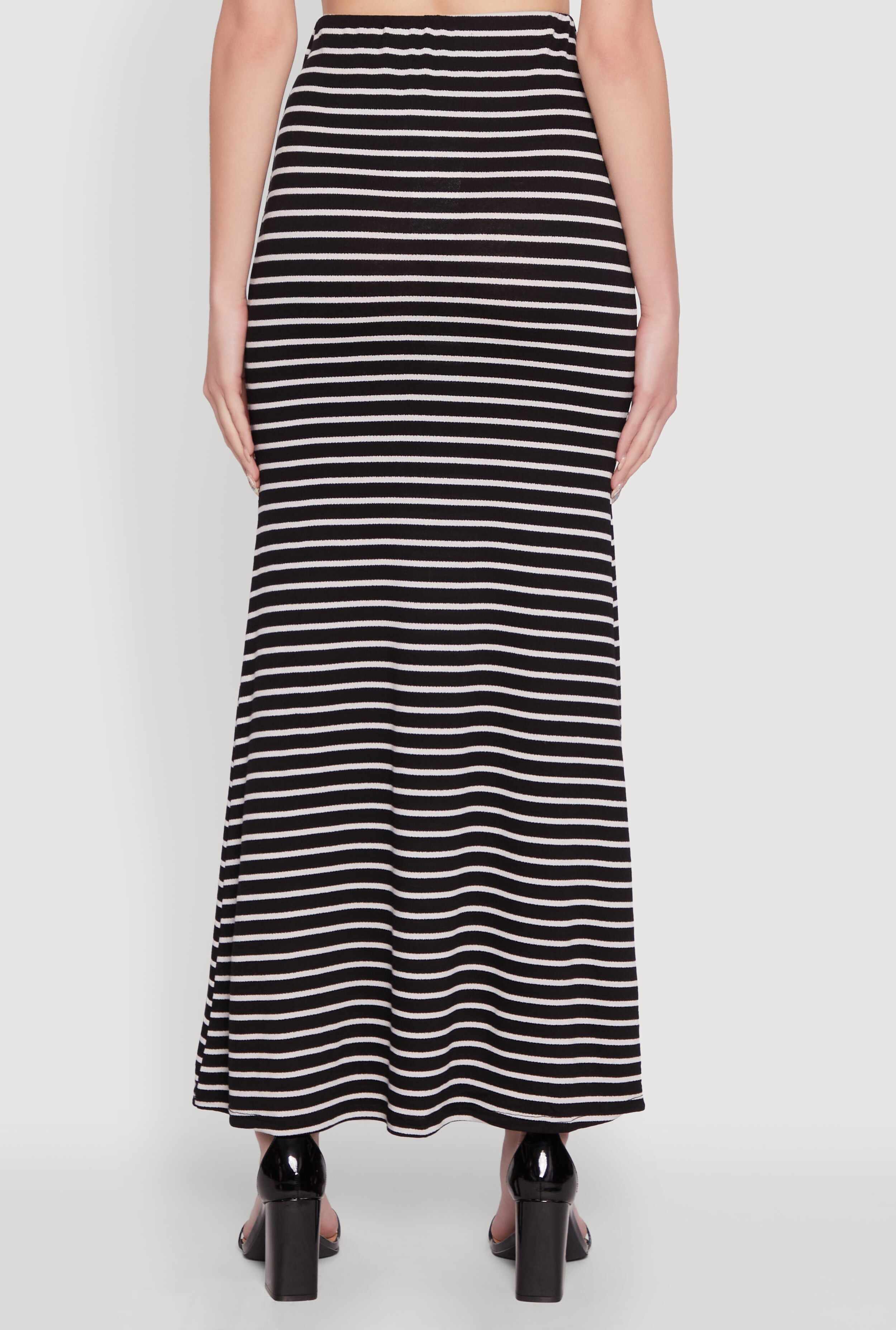 Chic Striped High Waisted Maxi Skirt