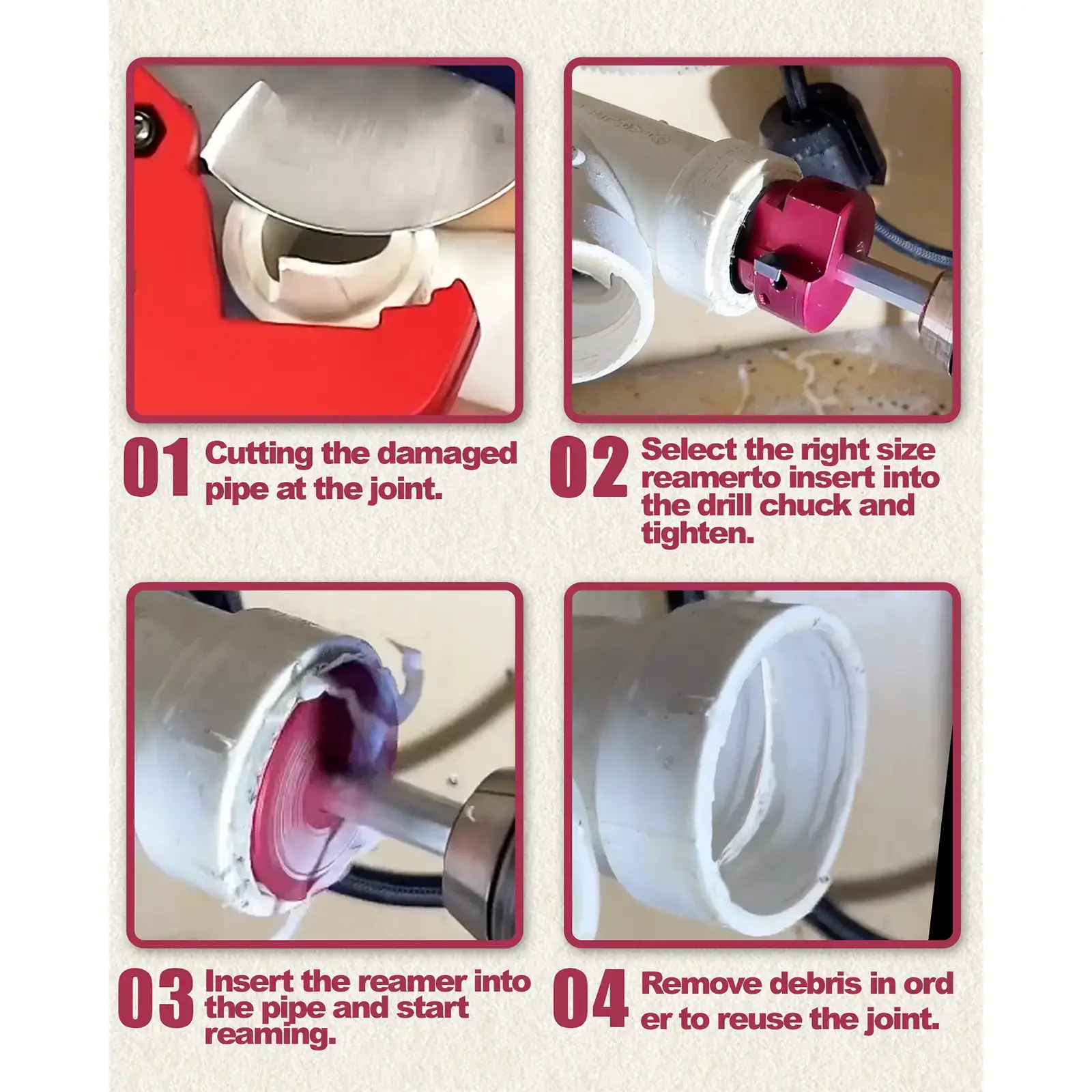 9 Pcs PVC Pipe Reamer Kit - Durable & Versatile Tools