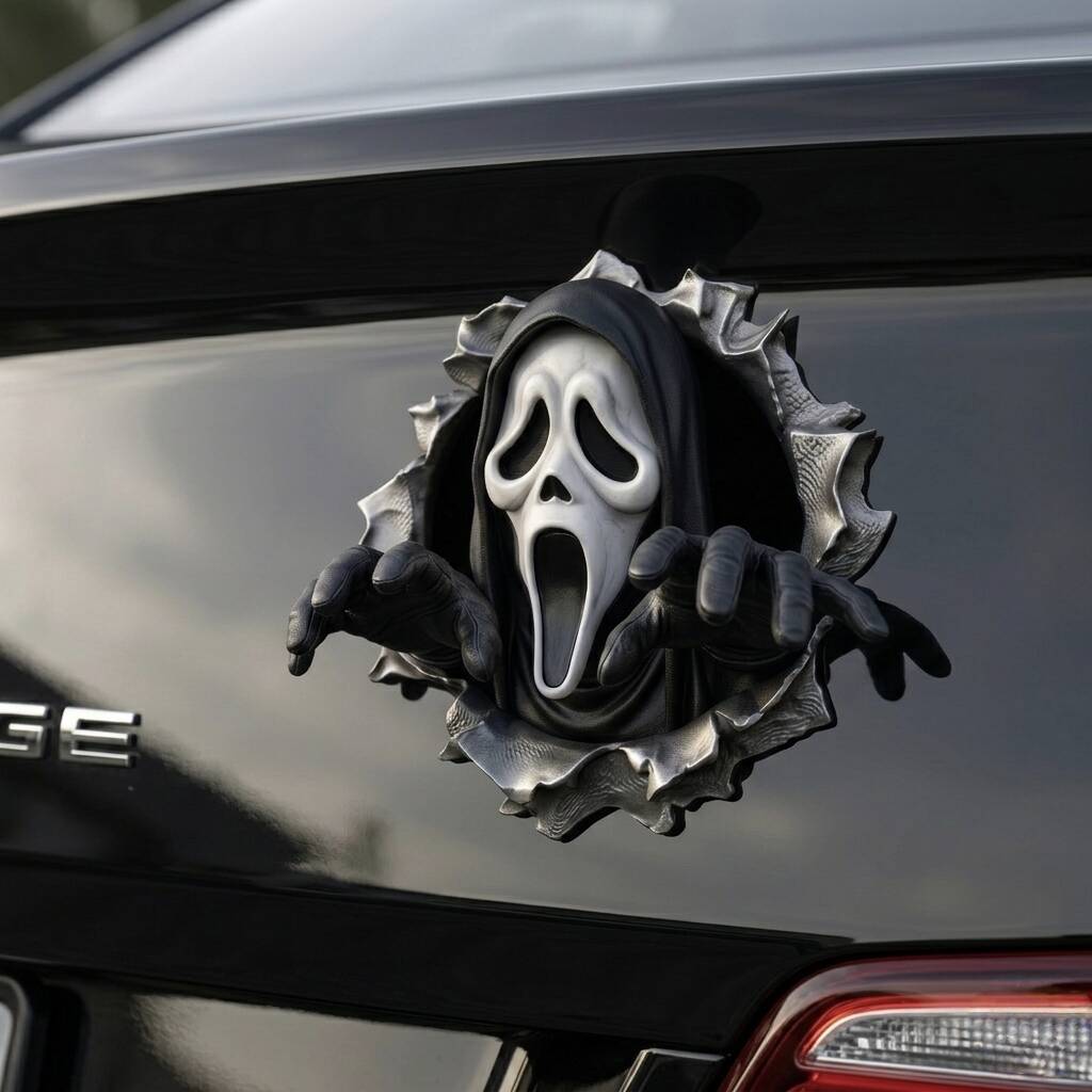 Scream Ghostface: Haunted 3D Car Decal – Rip Through the Ordinary 👻🔪