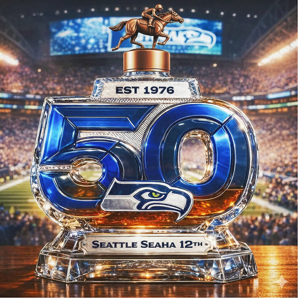 Seattle Seahawks 50th Anniversary Whiskey Bottle