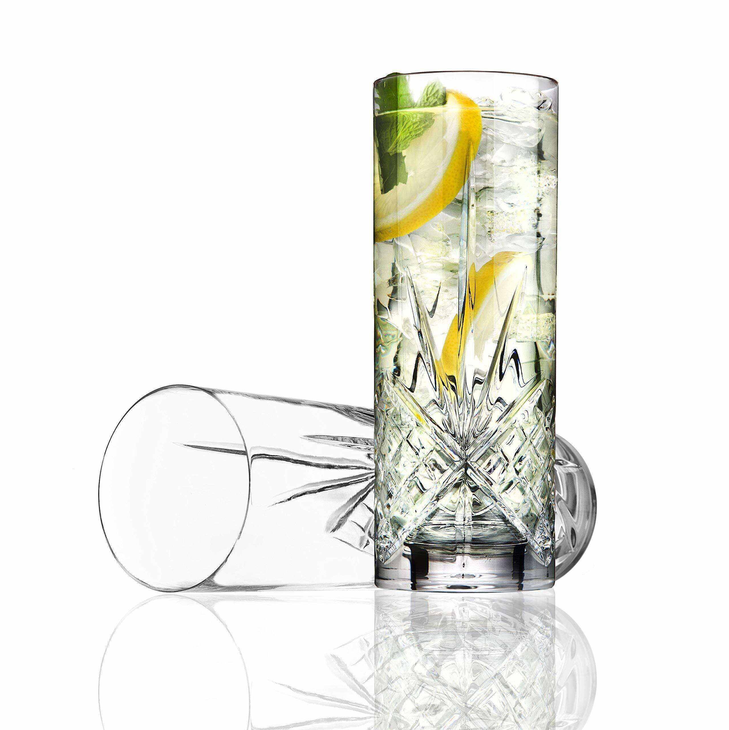 Tall Beverage Glasses Collins All Purpose Drinking Glasses- Dublin Collection, SET OF 4