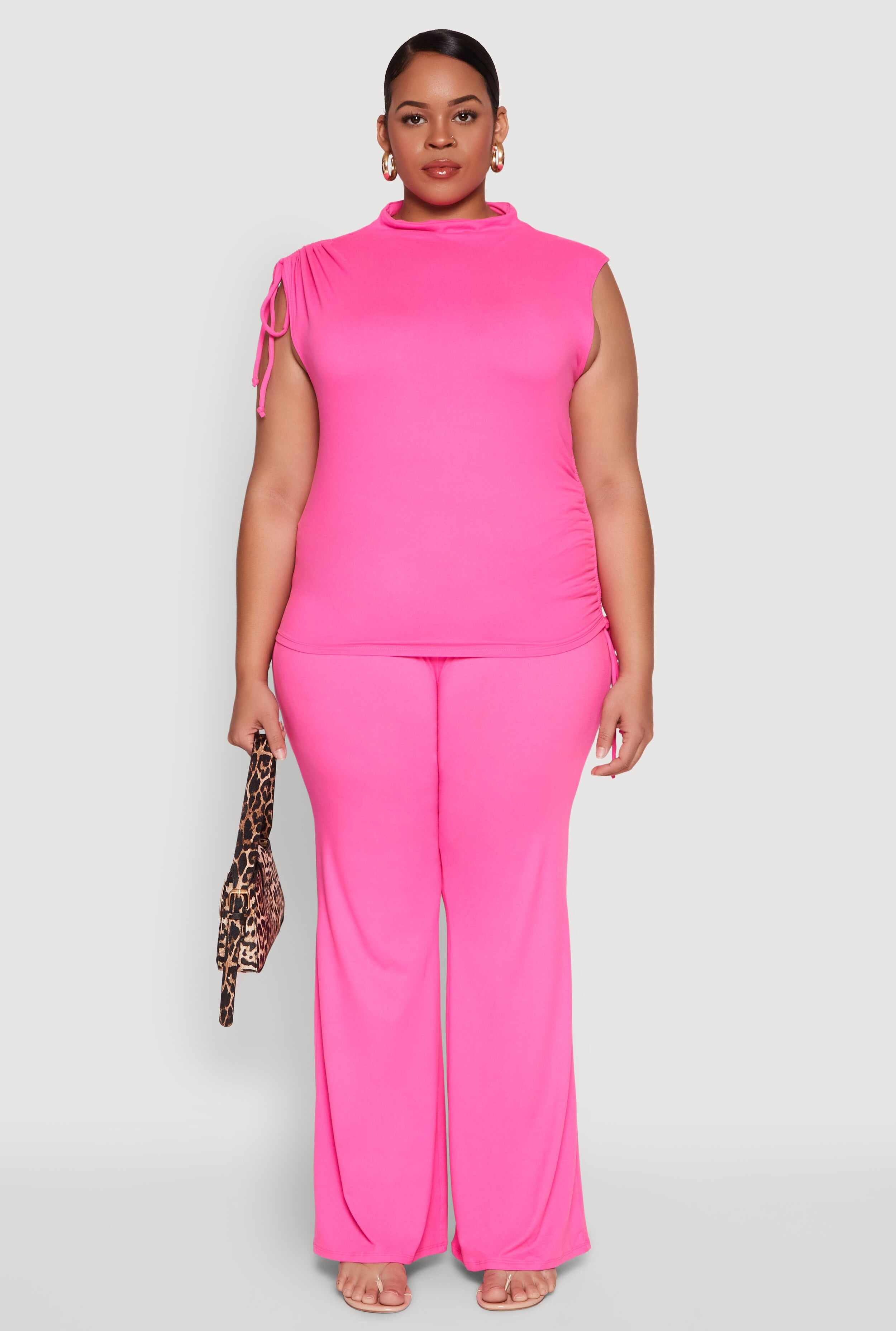 Plus Size Mock Neck Side Ruched Top