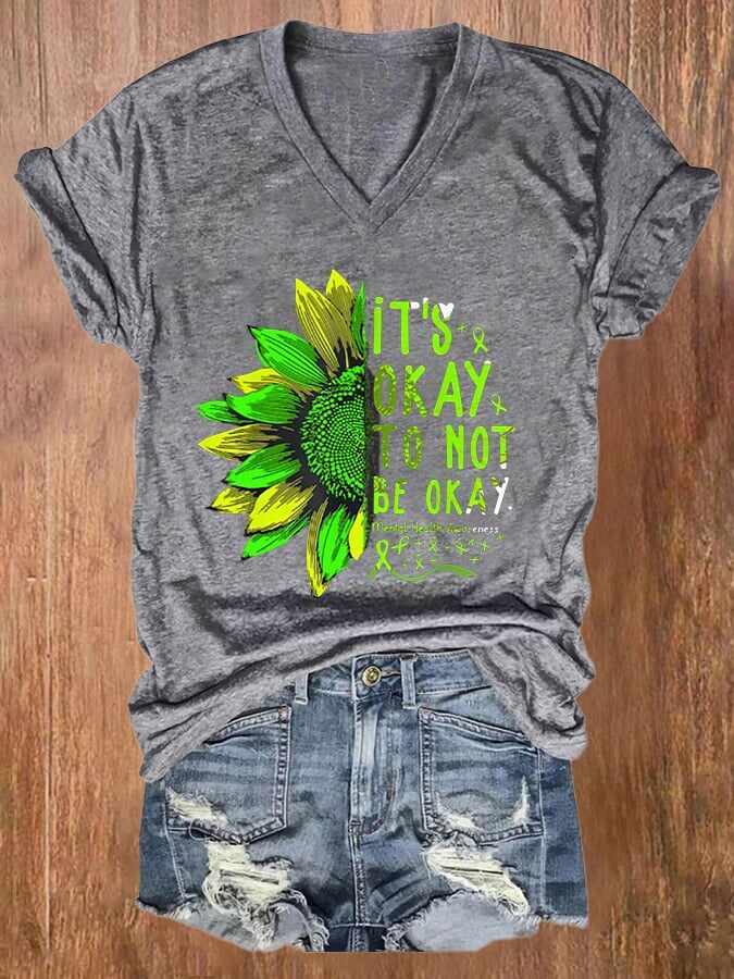 ?BUY 3 GET 10% OFF?Women's It's Okay To Not Be Okay Print Casual T-Shirt