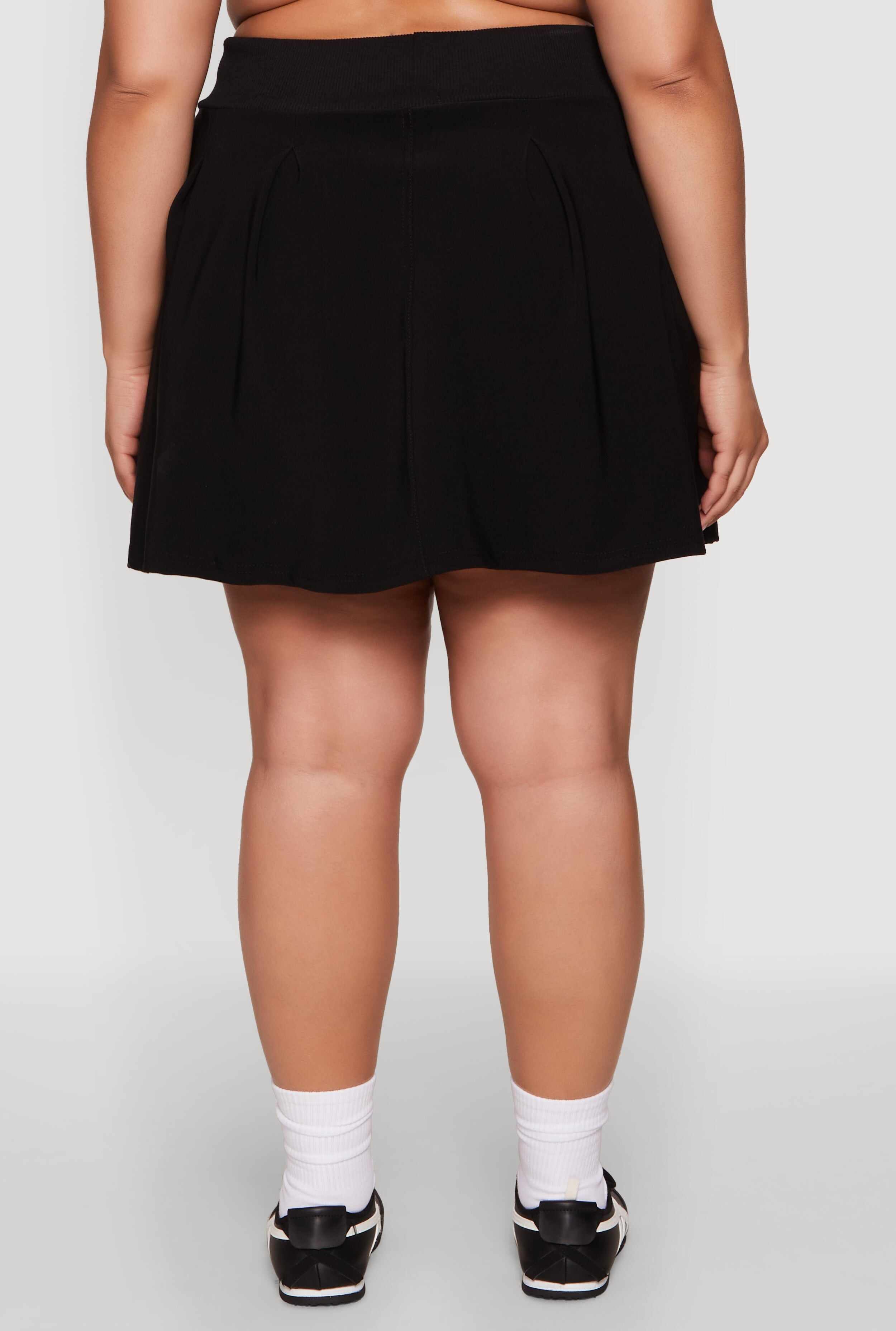 Plus Size Pleated High Waisted Circle Skirt