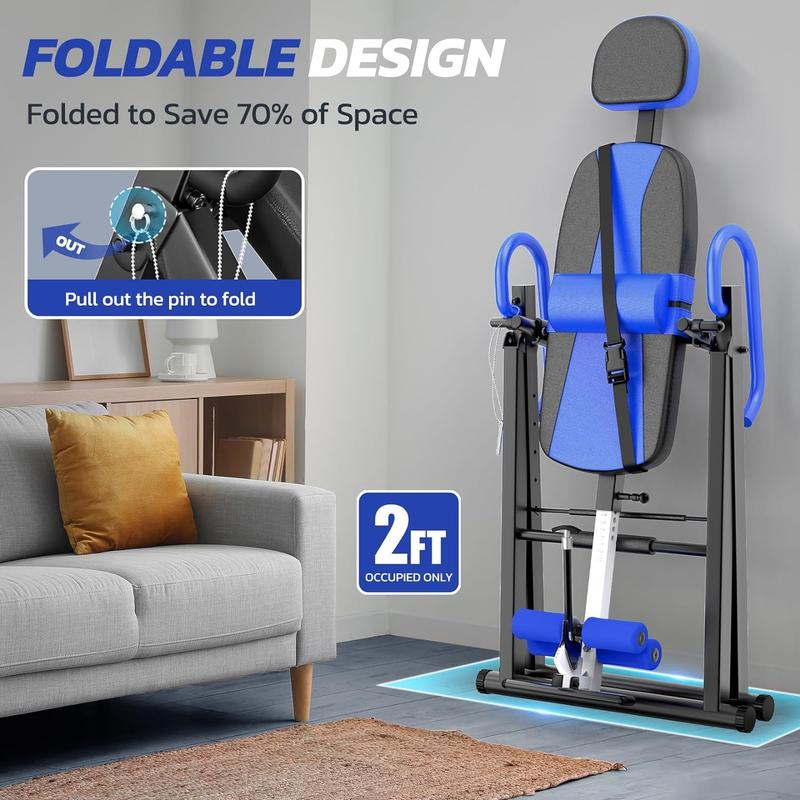 YOLEO Gravity Heavy Duty Inversion Table for Pain Relief Therapy with Headrest & Adjustable Protective Belt Back Stretcher Machine