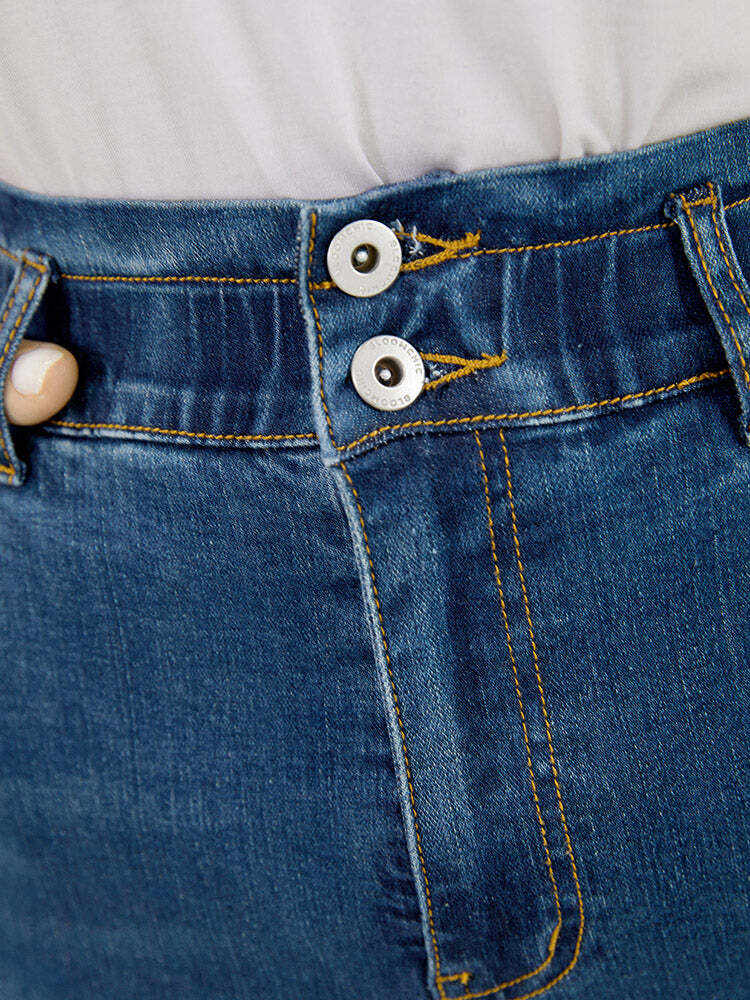 Very Stretchy High Rise Medium Wash Ripped Jeans