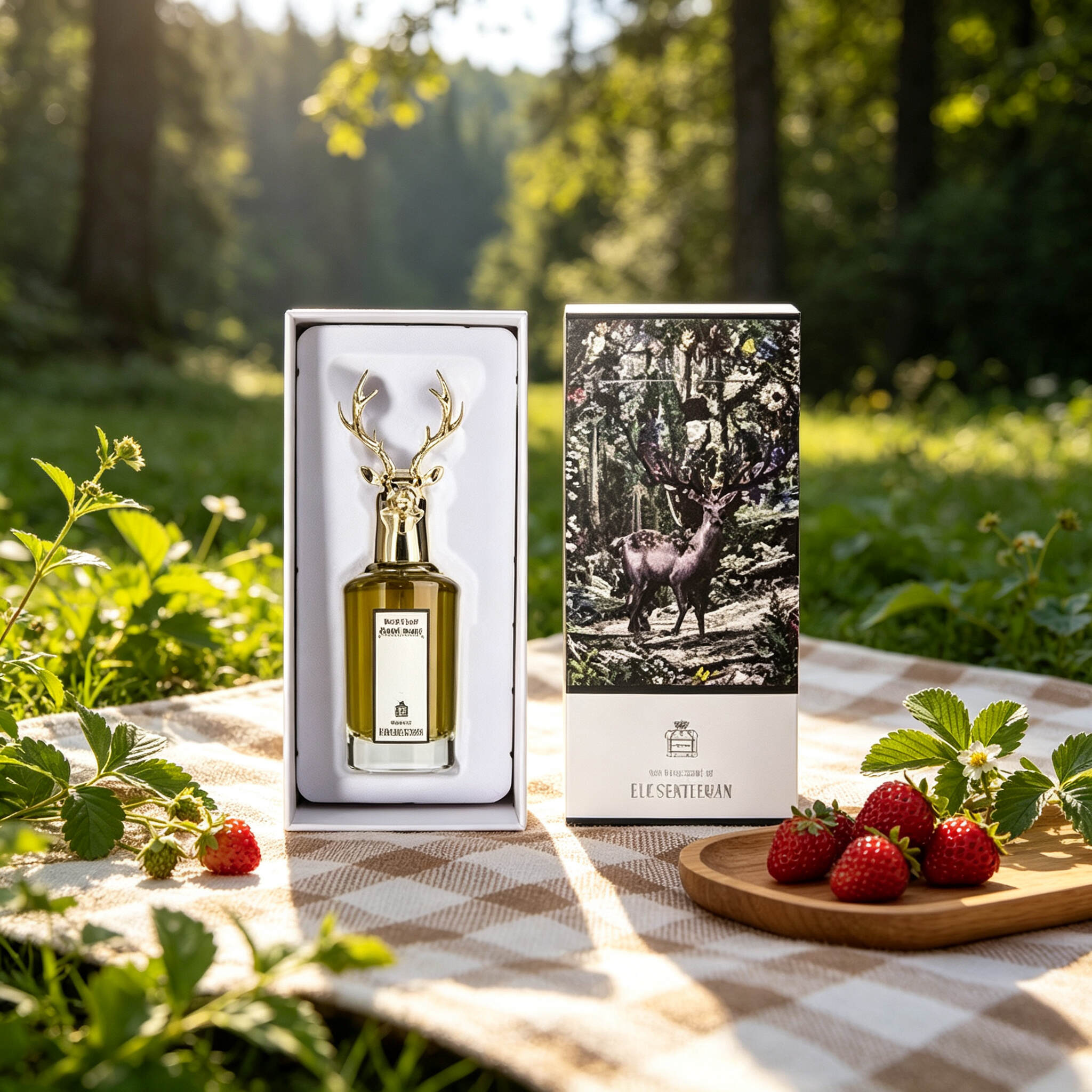 Portrait Animal Head EDP Perfume 80ml, Gold 3D Fox & Elk Sculpture Cap  Bottle
