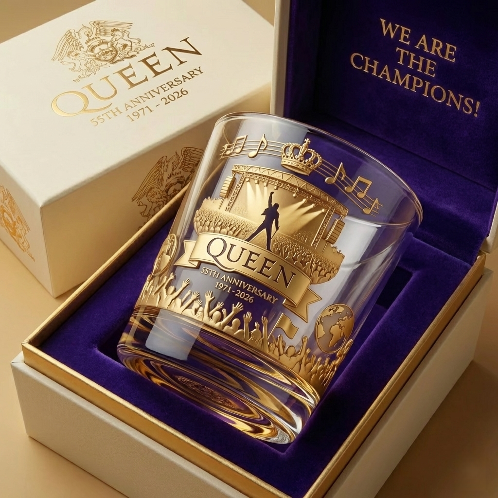Queen 55th Anniversary Commemorative Whiskey Glass