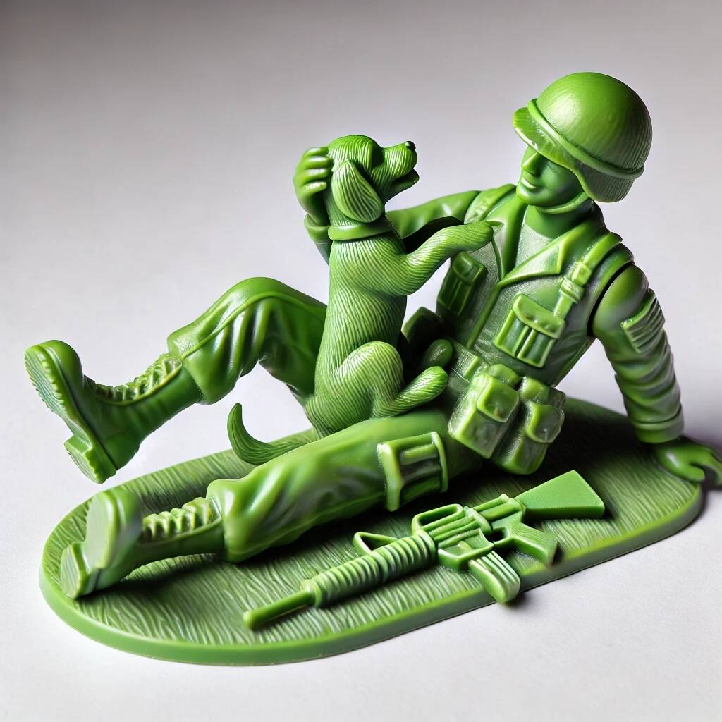 Funny Tease The Dog Green Army Man