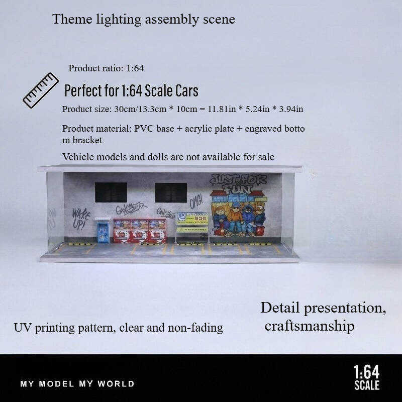 1:64 Scale Urban Graffiti Parking Diorama Display Case – Street Style Scene for Diecast Cars