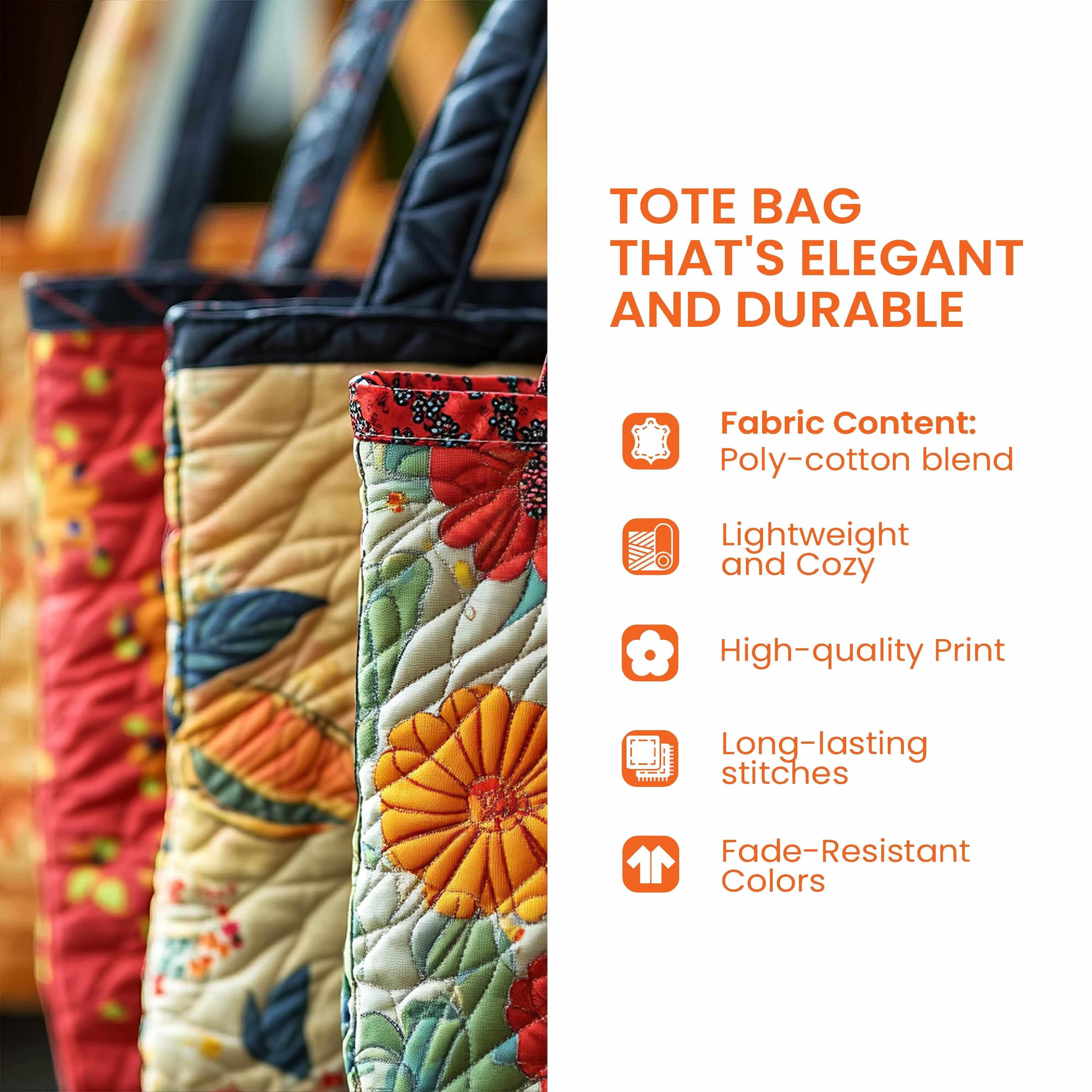 Fields of Joy Quilted Tote Bag