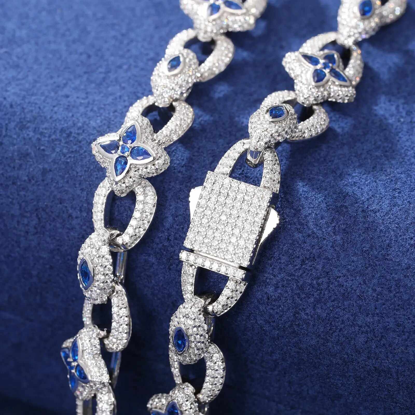 10mm S925 Moissanite Evil Eye Four Leaf Clover Link Chain