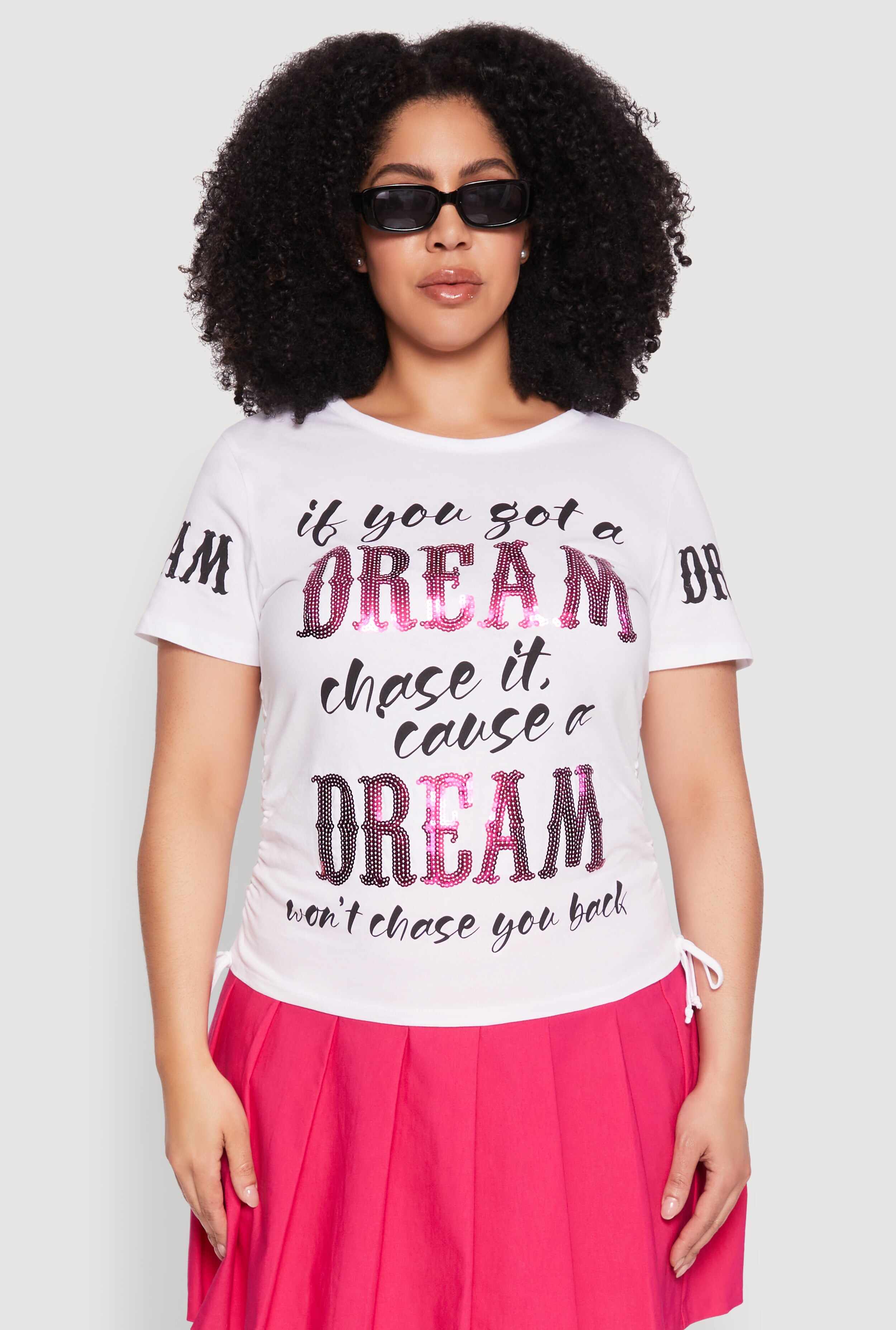Plus Size Dream Sequin Graphic Top