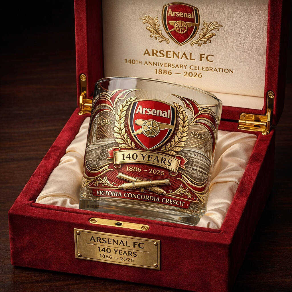 Arsenal FC 140th Anniversary Commemorative Whiskey Glass (1886–2026)
