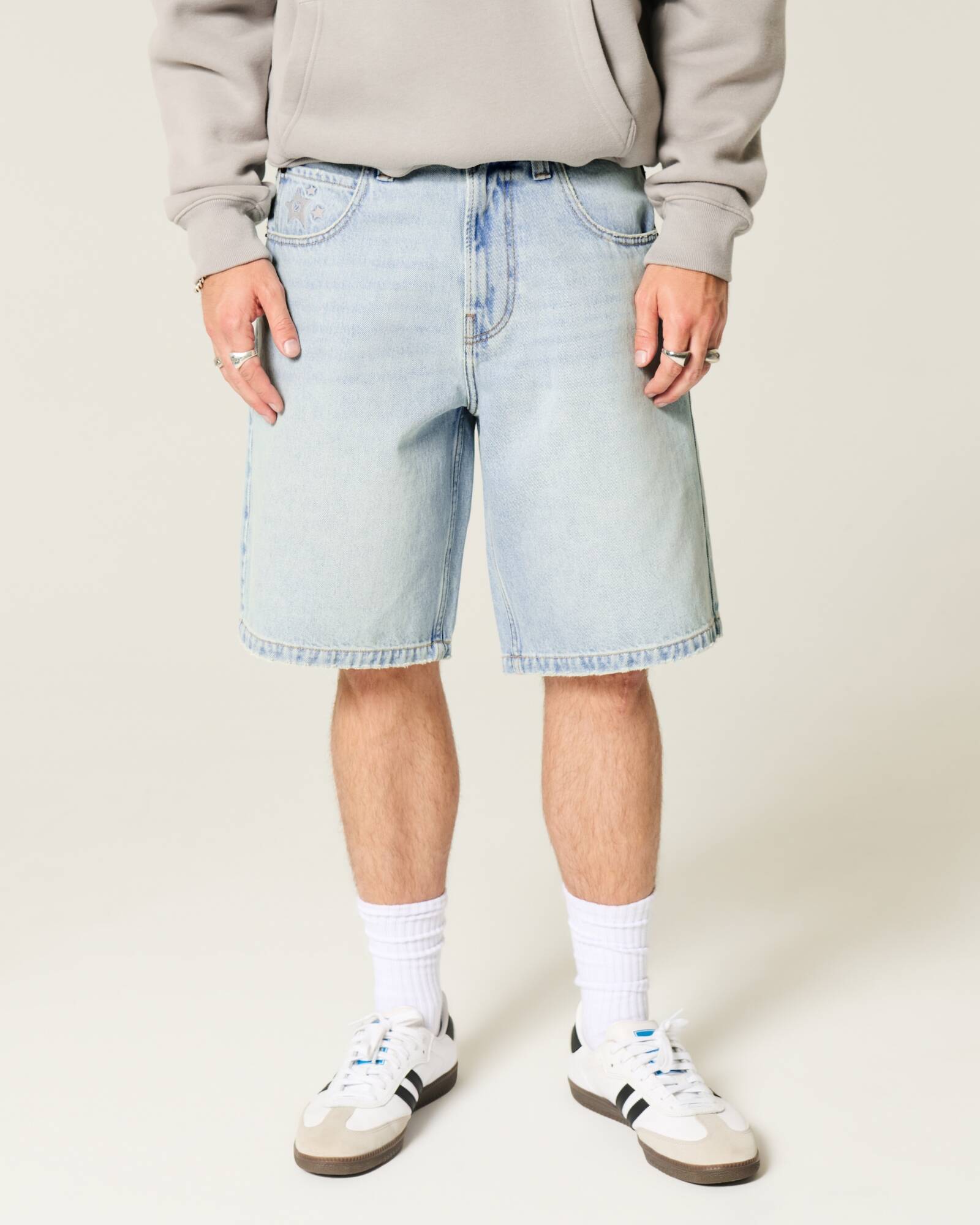 Washed Black Baggy Denim Shorts