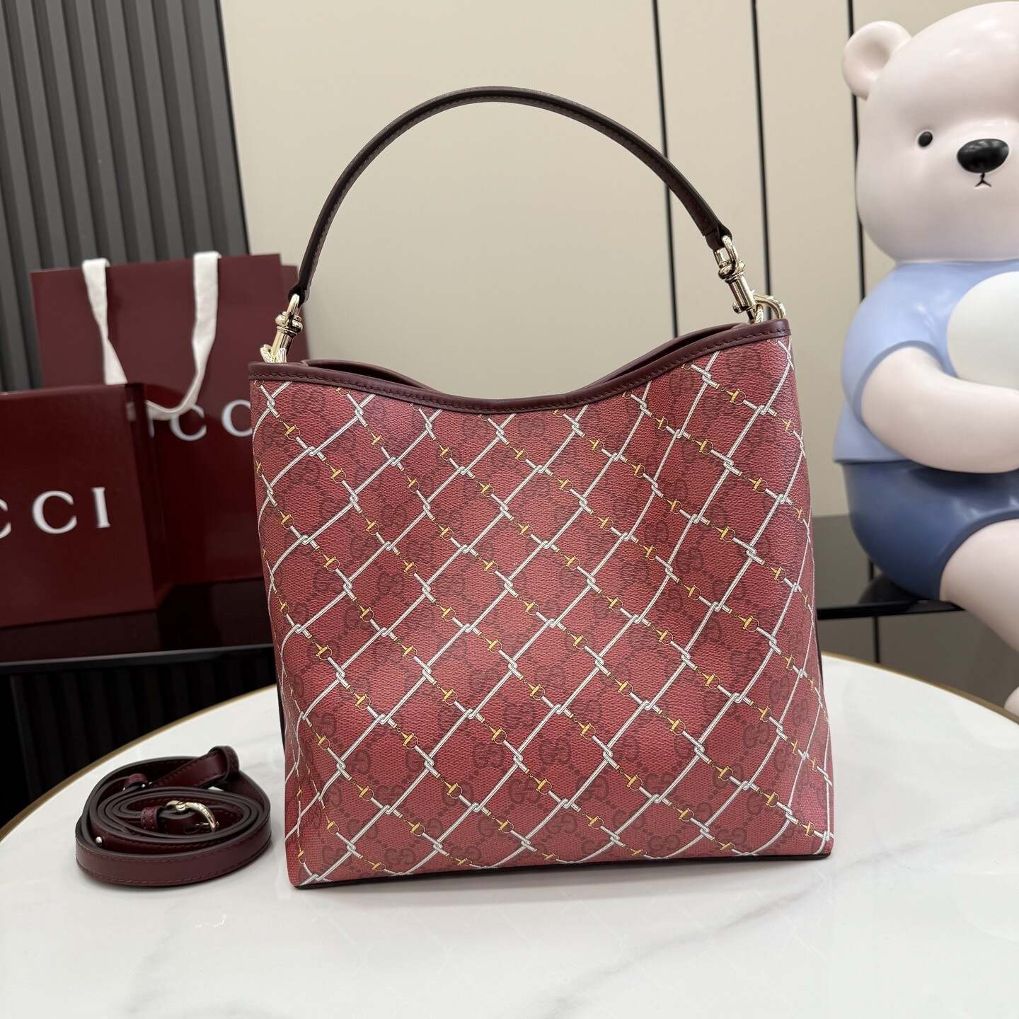 Anaconda Red & Pink Crossbody Bag | Dual Compartments + Center Zip Pocket | Detachable