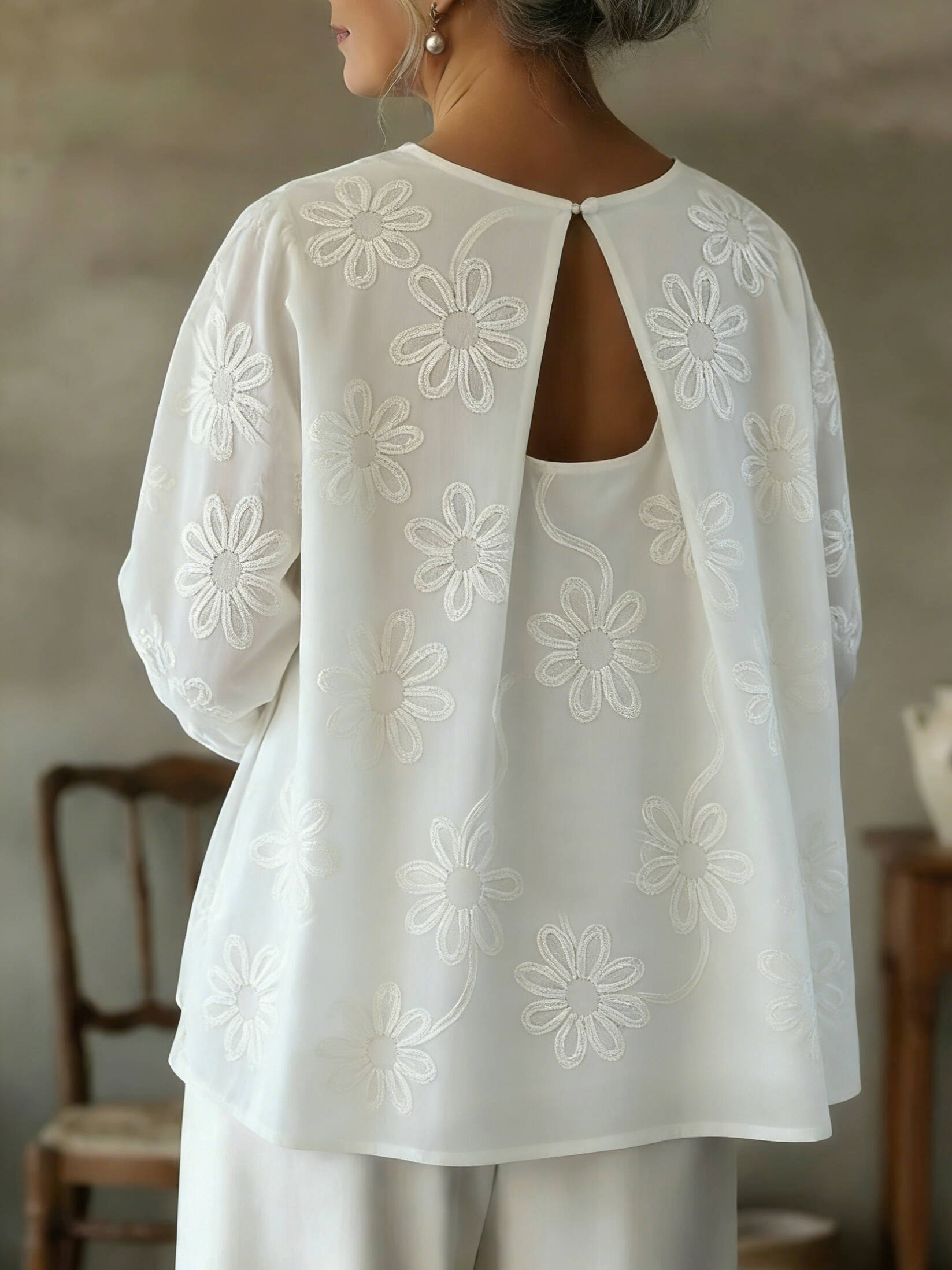 🔥Summer Arrivals🌟Romantic Floral Embroidered Cutout Design Blouse Shirt