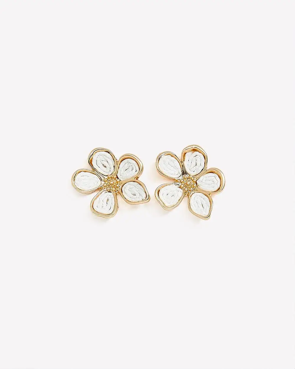 White Corded Flower Earrings