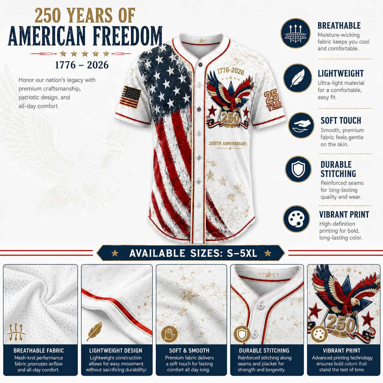 250th Anniversary Baseball Jersey