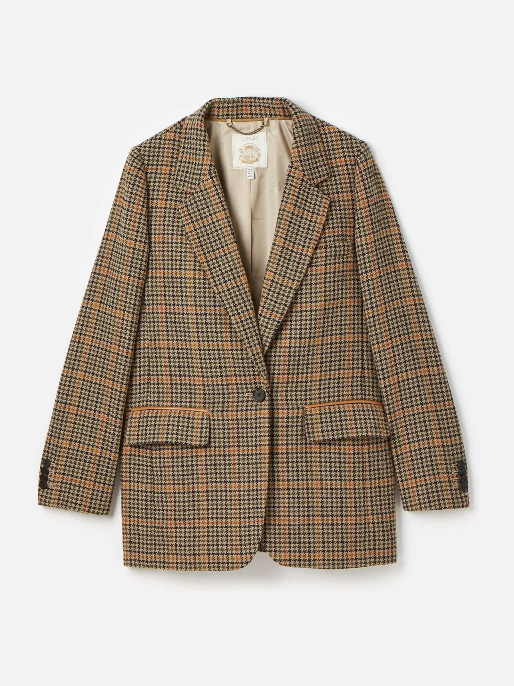 Hackmore Brown Check Relaxed Fit Wool Blend Tweed Blazer