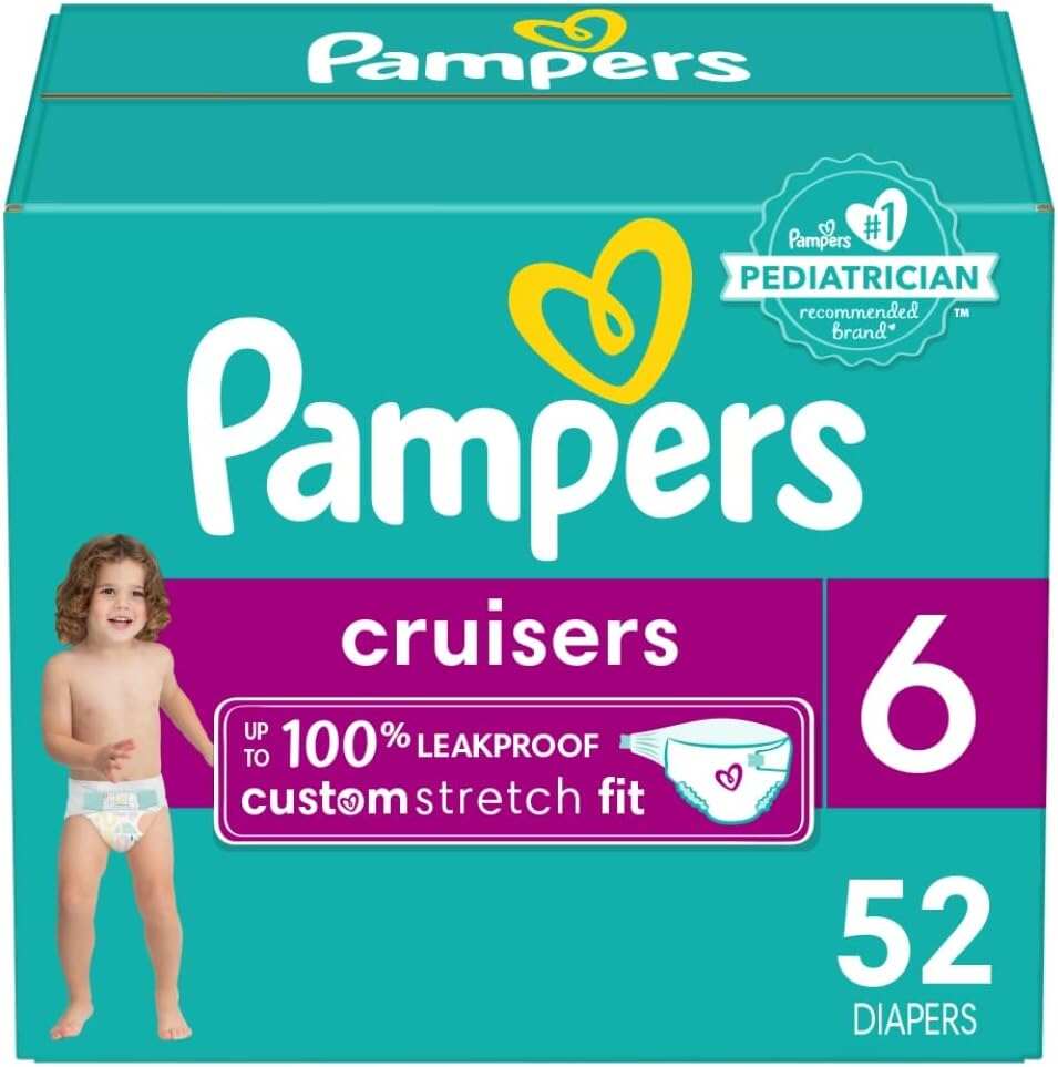 Pampers Cruisers Diapers - Size 5, One Month Supply (128 Count), Disposable Active Baby Diapers with Custom Stretch