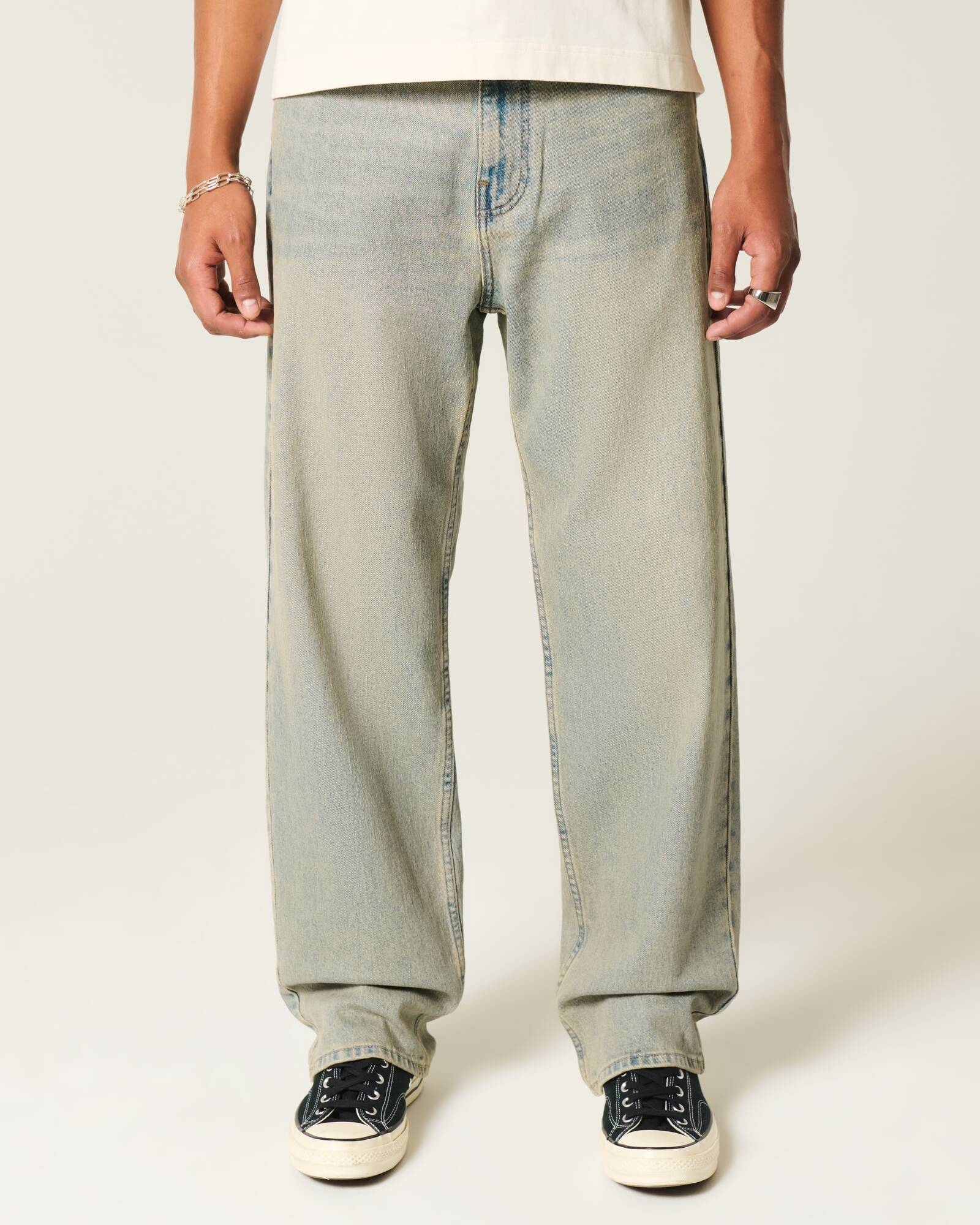 Railroad Stripe Baggy Painter Jeans