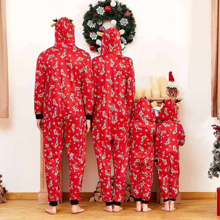 Christmas Cartoon Printed Onesie Family Pajamas Set