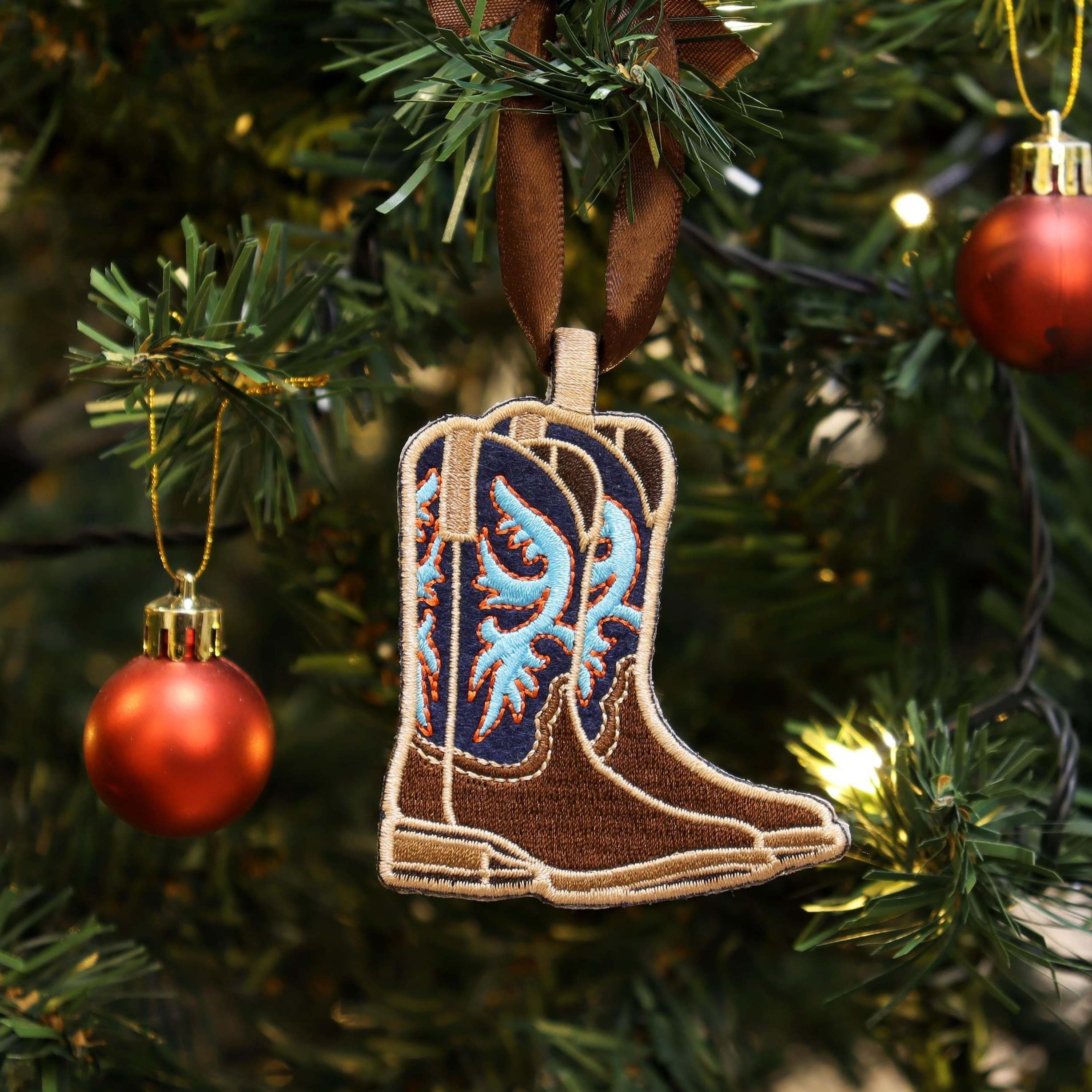 Cowboy Boots Embroidered Ornament