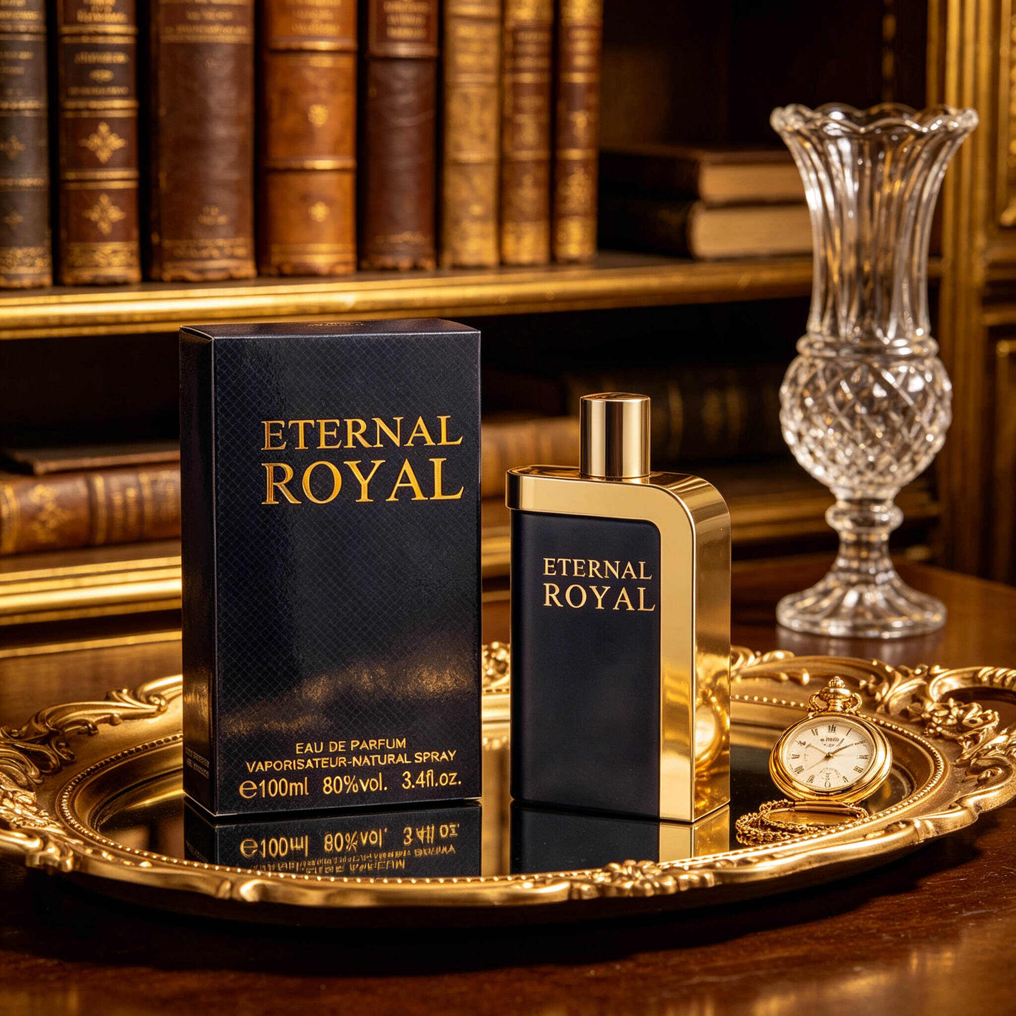 Eternal Royal Men Eau de Parfum 100ml, Gold & Silver Cologne Bottle