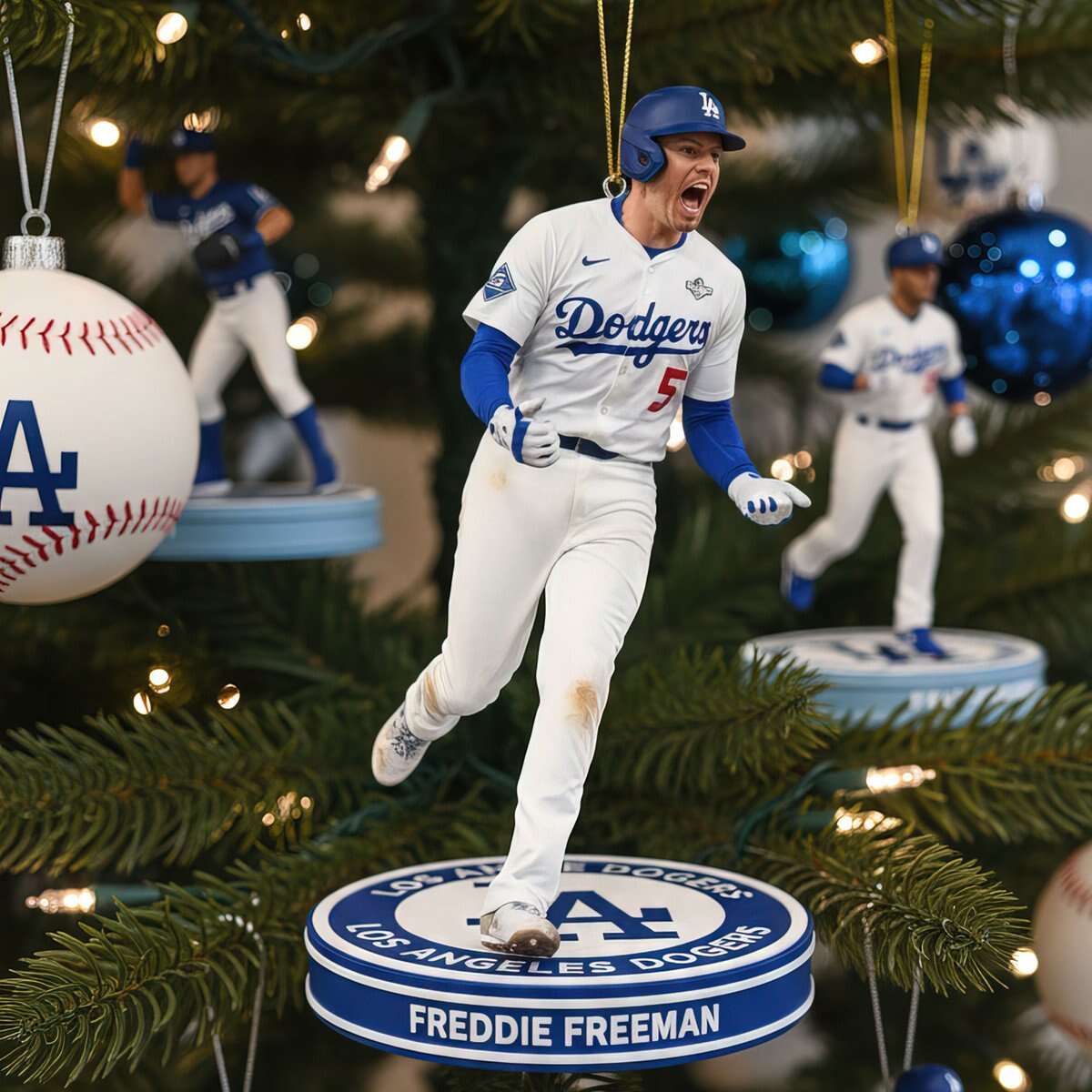 Freddie Freeman LA Dodgers Celebration Ornament