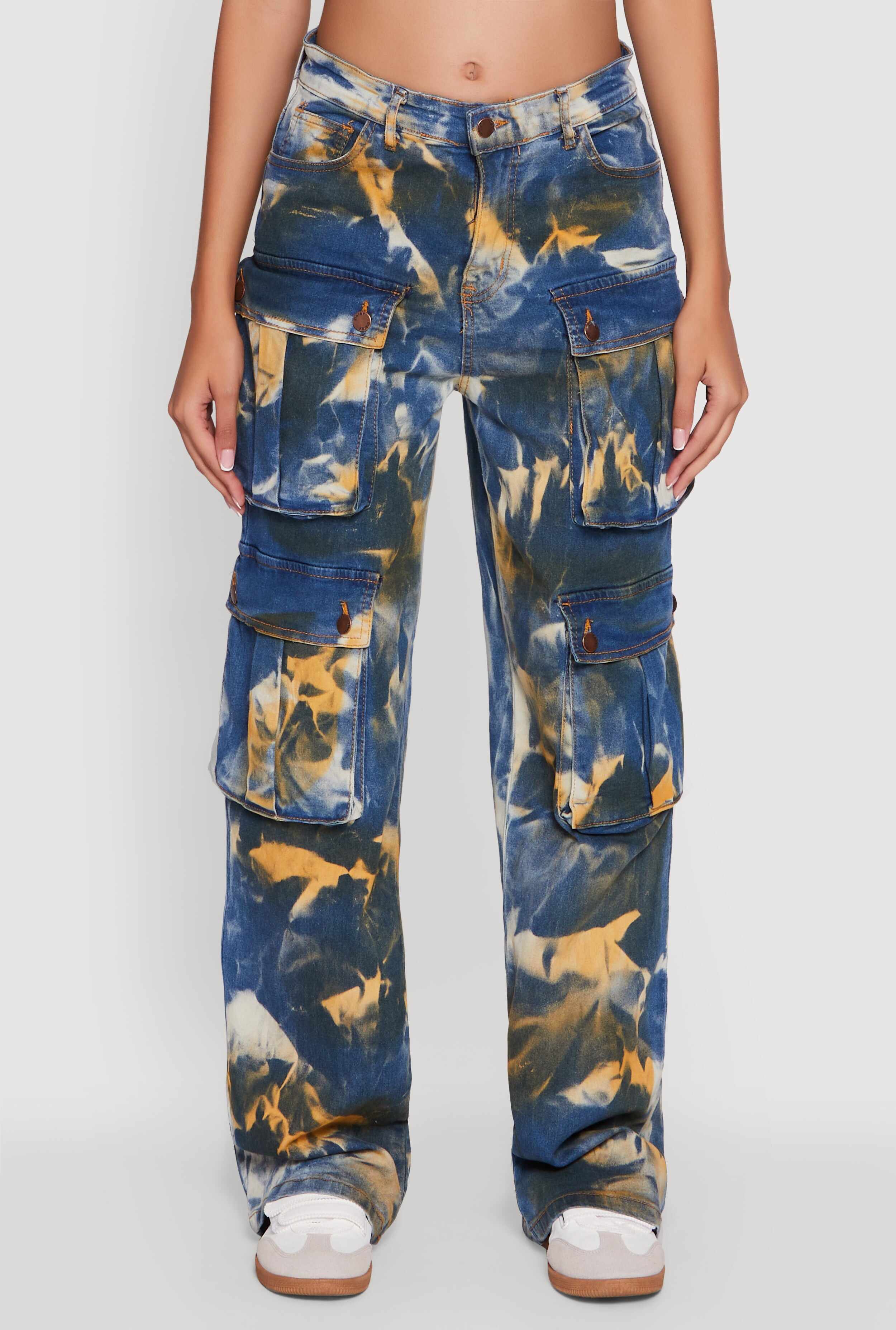 Daisy High Waisted Straight Leg Jeans with Cargo Pockets