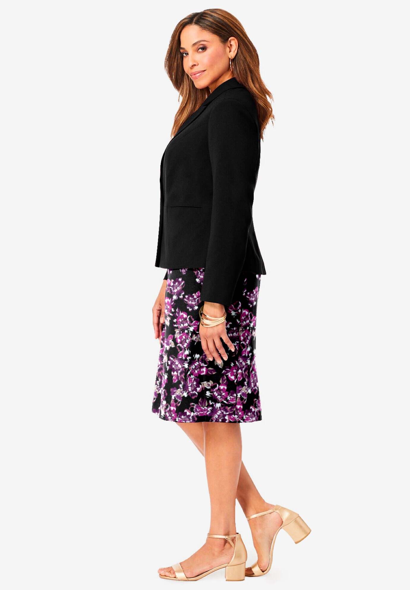 2-Piece Stretch Crepe Single-Breasted Jacket Dress