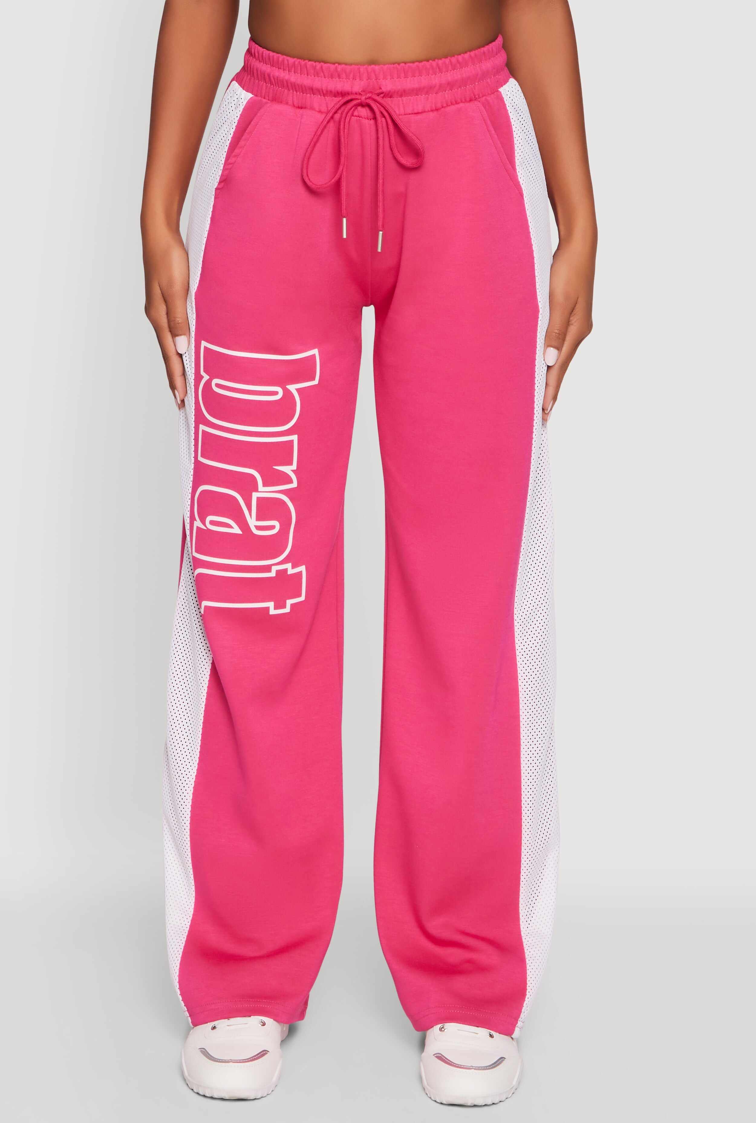Brat Graphic High Waisted Wide Leg Active Pants