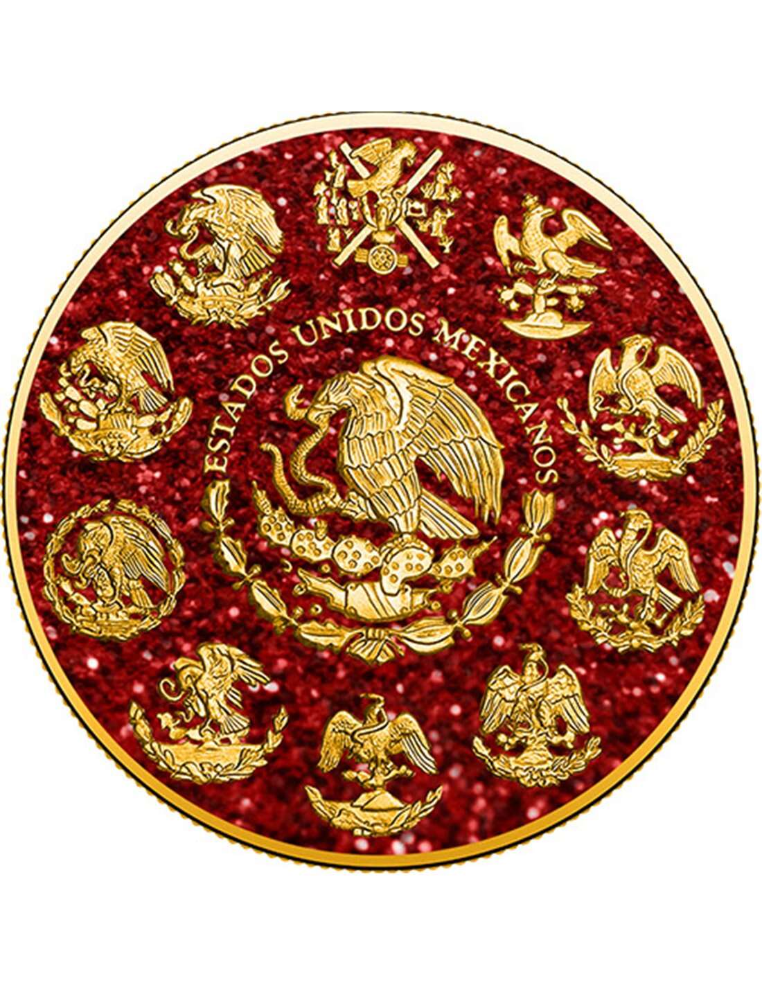 RUBY Precious Gemstones Libertad 1 Oz Silver Coin Mexico 2023