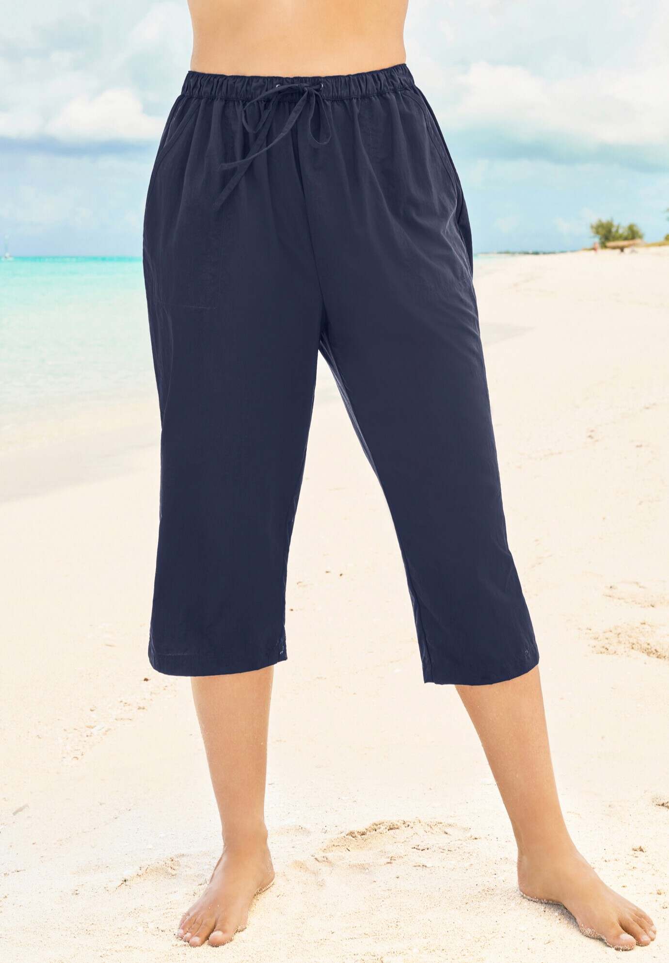 Taslon® Cover Up Capri Pant