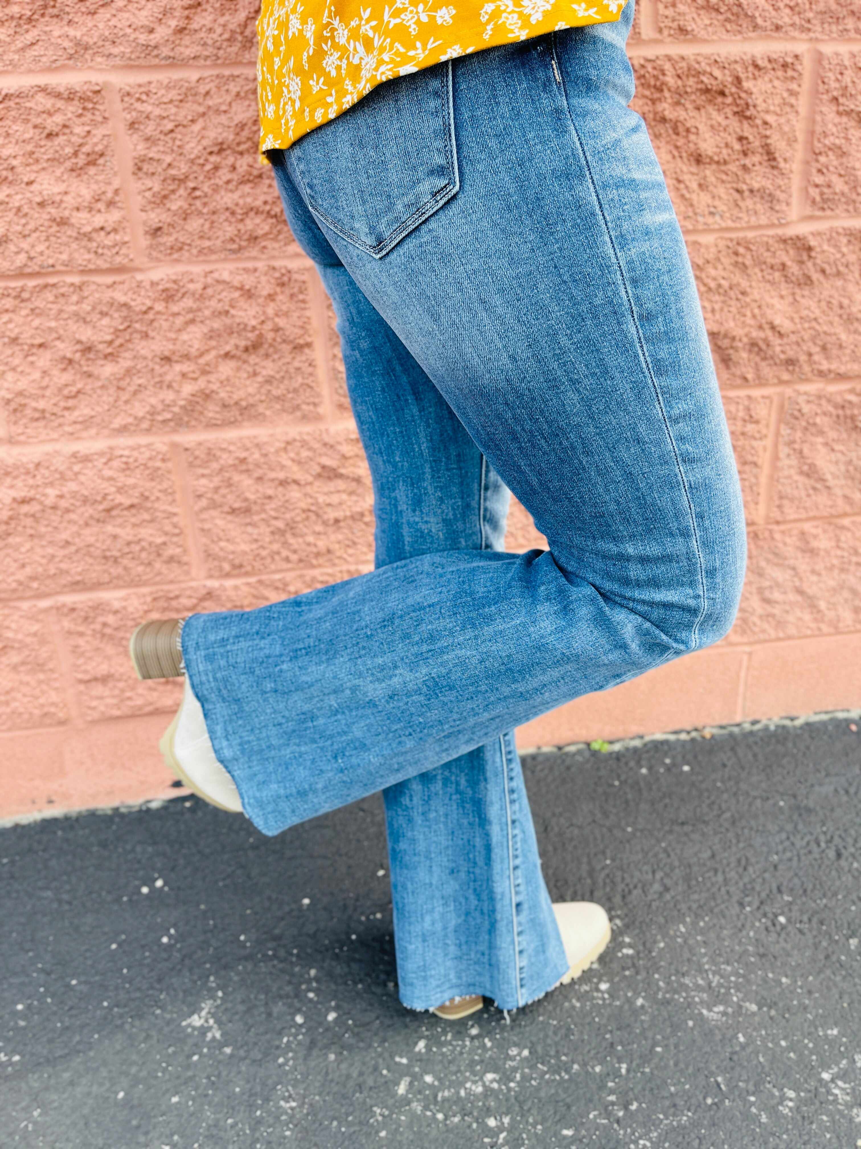 Risen Plus/Reg Hi-Rise Twist And Shout Your Love Flare Jeans