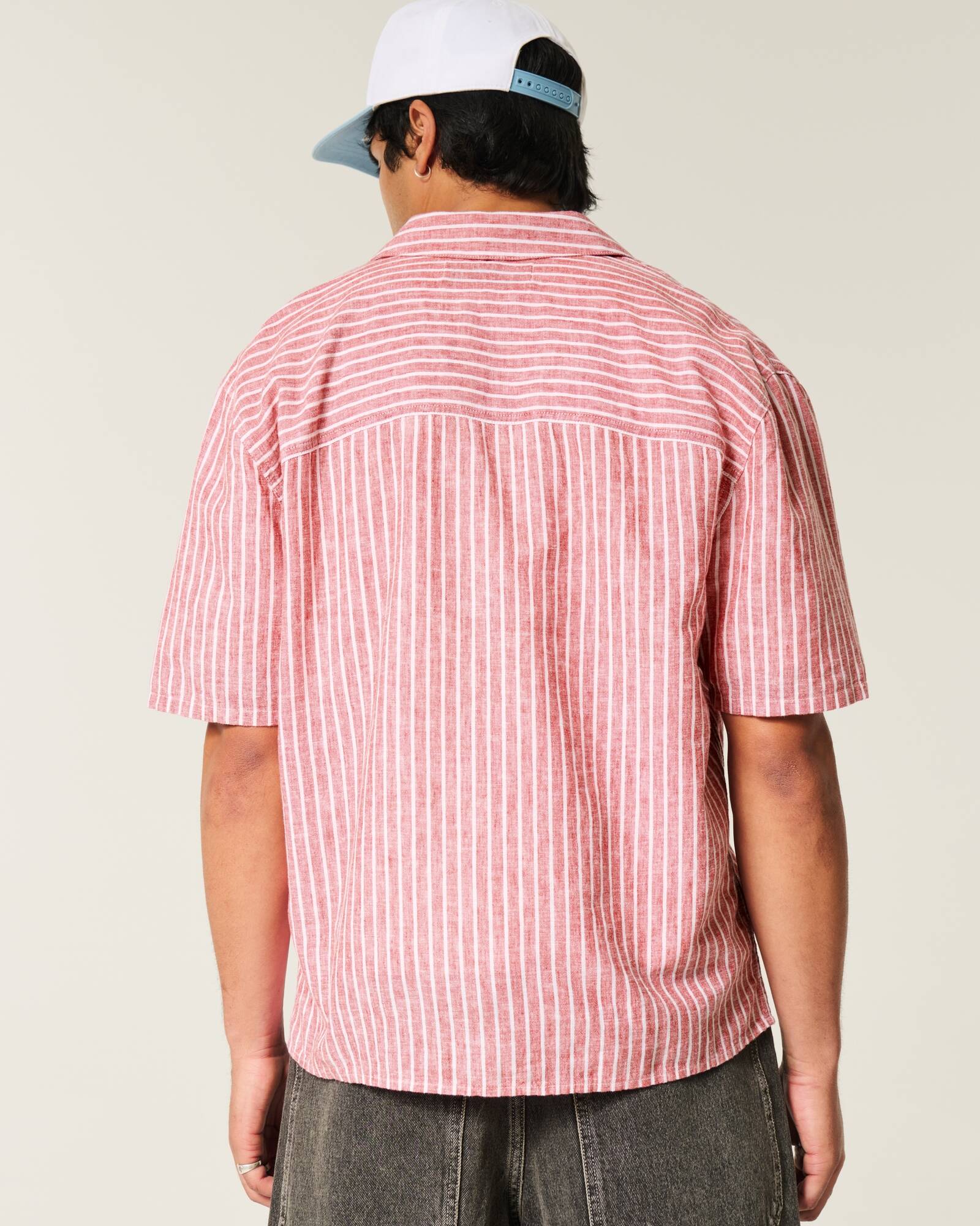 Boxy Short-Sleeve Linen-Blend Shirt