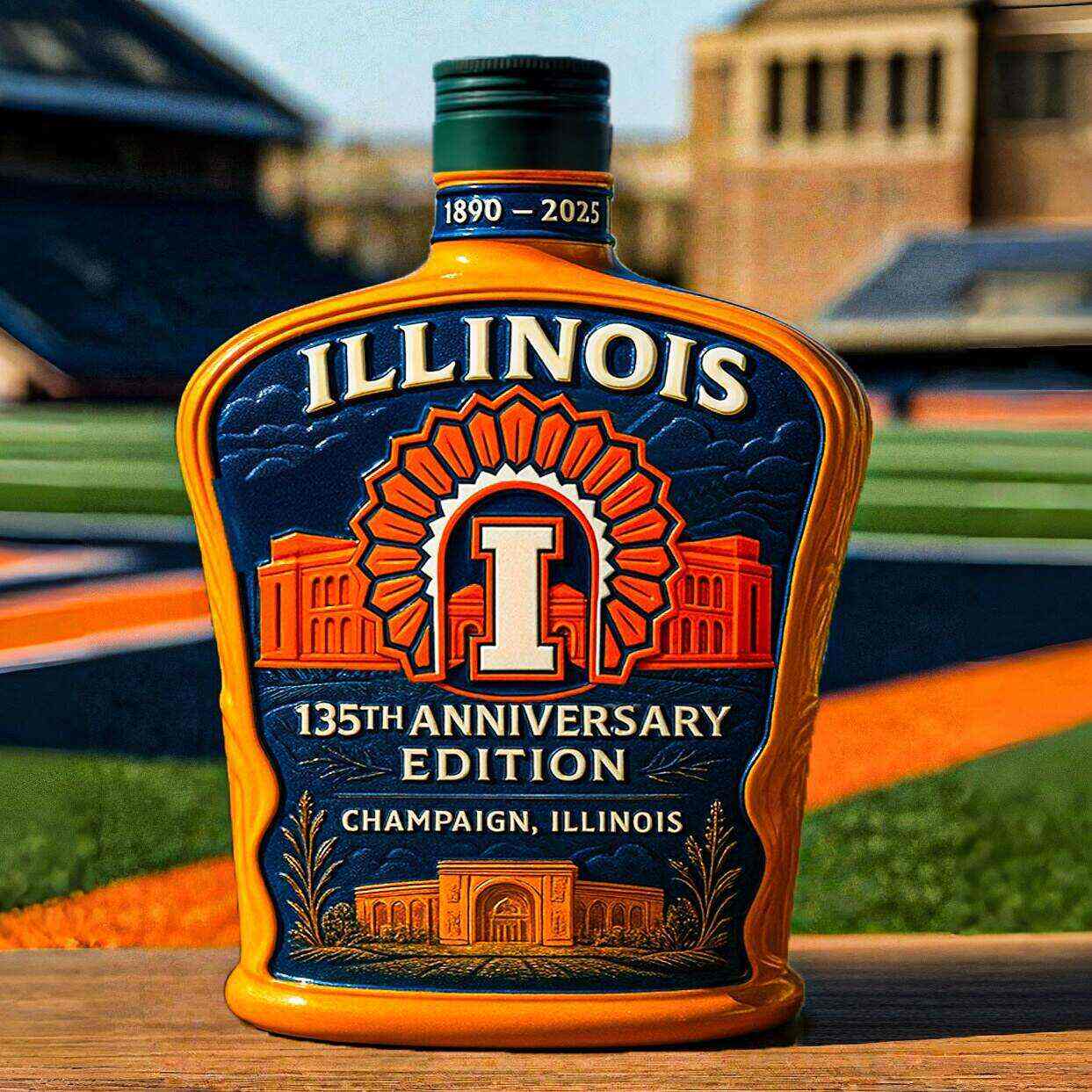 Illinois 135th Anniversary Whiskey Bottle