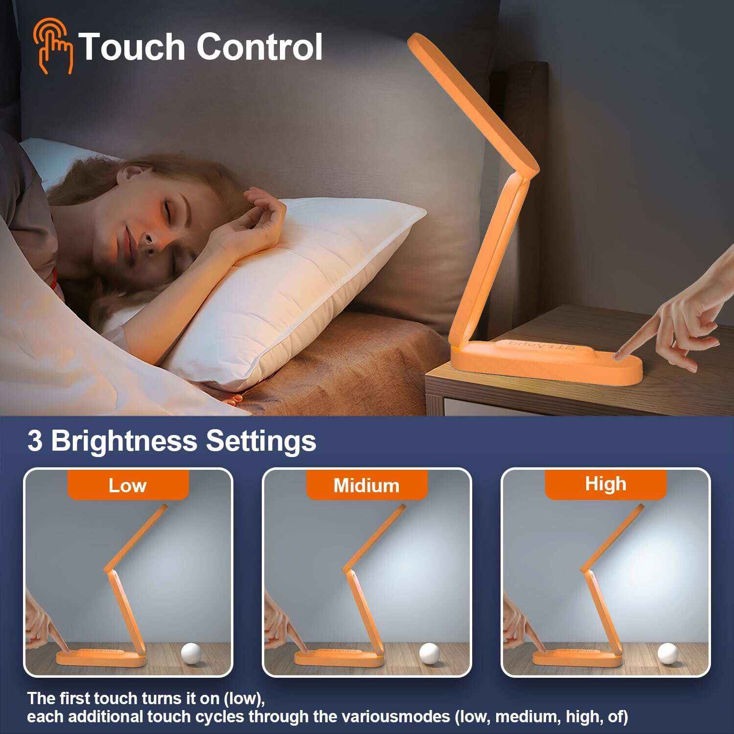 LED Desk Lamp for Office Home & Battery Operated Lamp Rechargeable Lamp Foldable & Portable Light, LED Desk Light Strip, 3 Brightness Dimmable Small Desk Lamp Wireless Reading Lamp