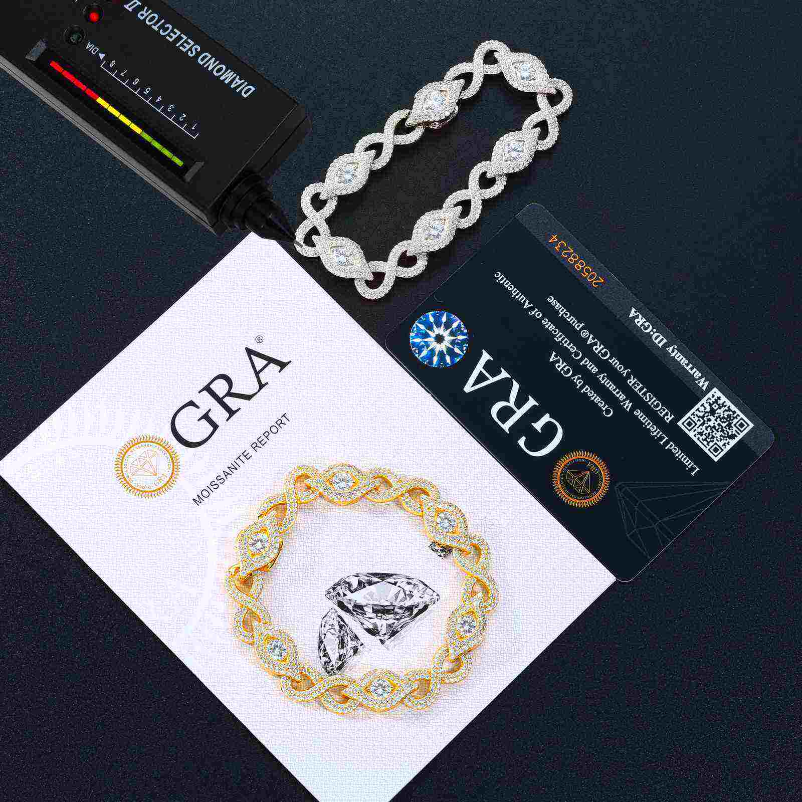 TestTest 10mm S925 Moissanite Infinity Evil Eye Bracelet
