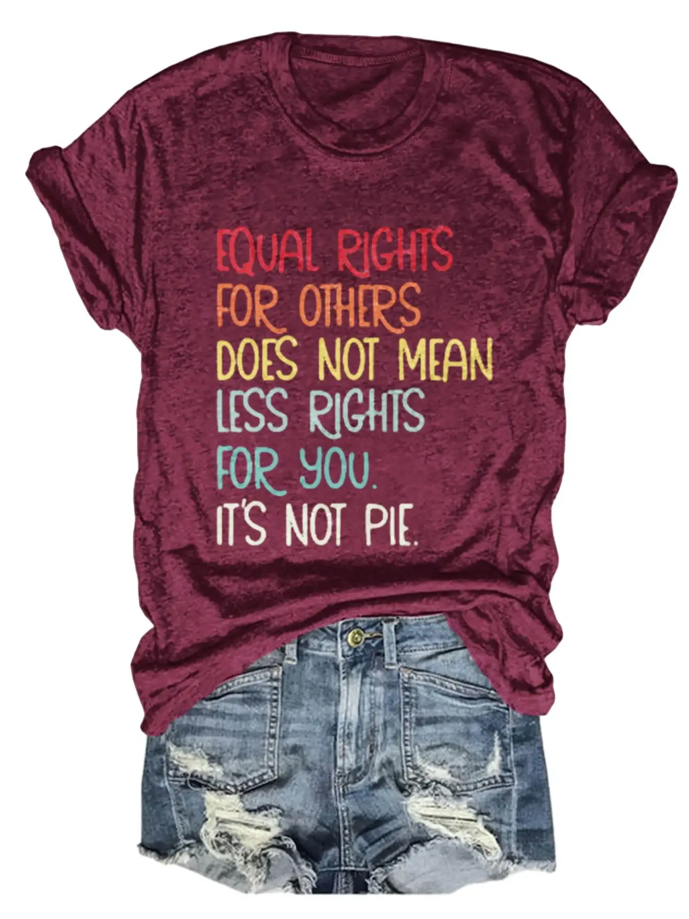 Unisex Shirt Equal Rights For Others Does Not Mean Less Rights For You It's Not Pie Lgbt Rainbow Design Print T-shirt