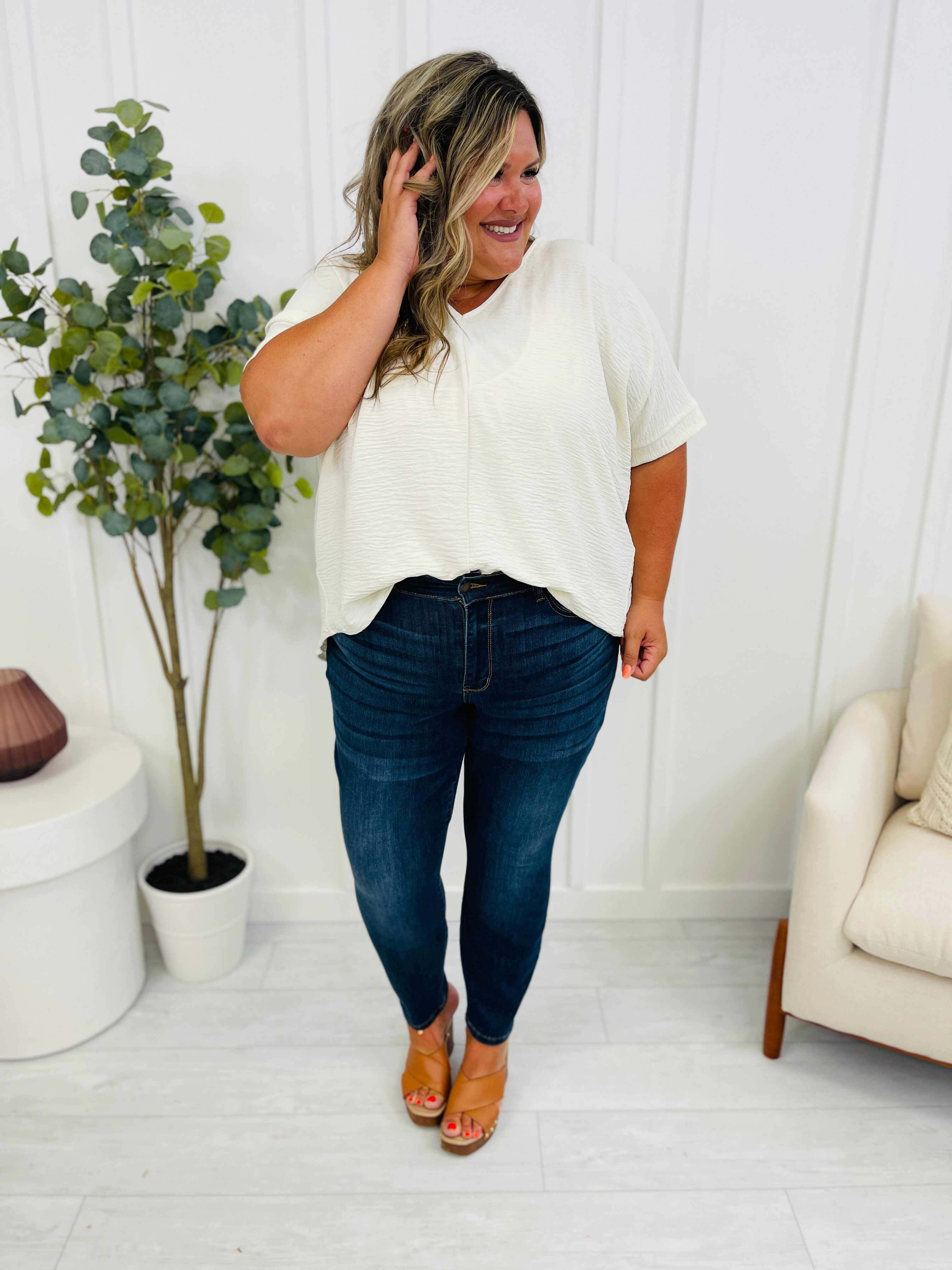 Reg/Curvy Blessed and NonDistressed Relaxed Fit Jeans