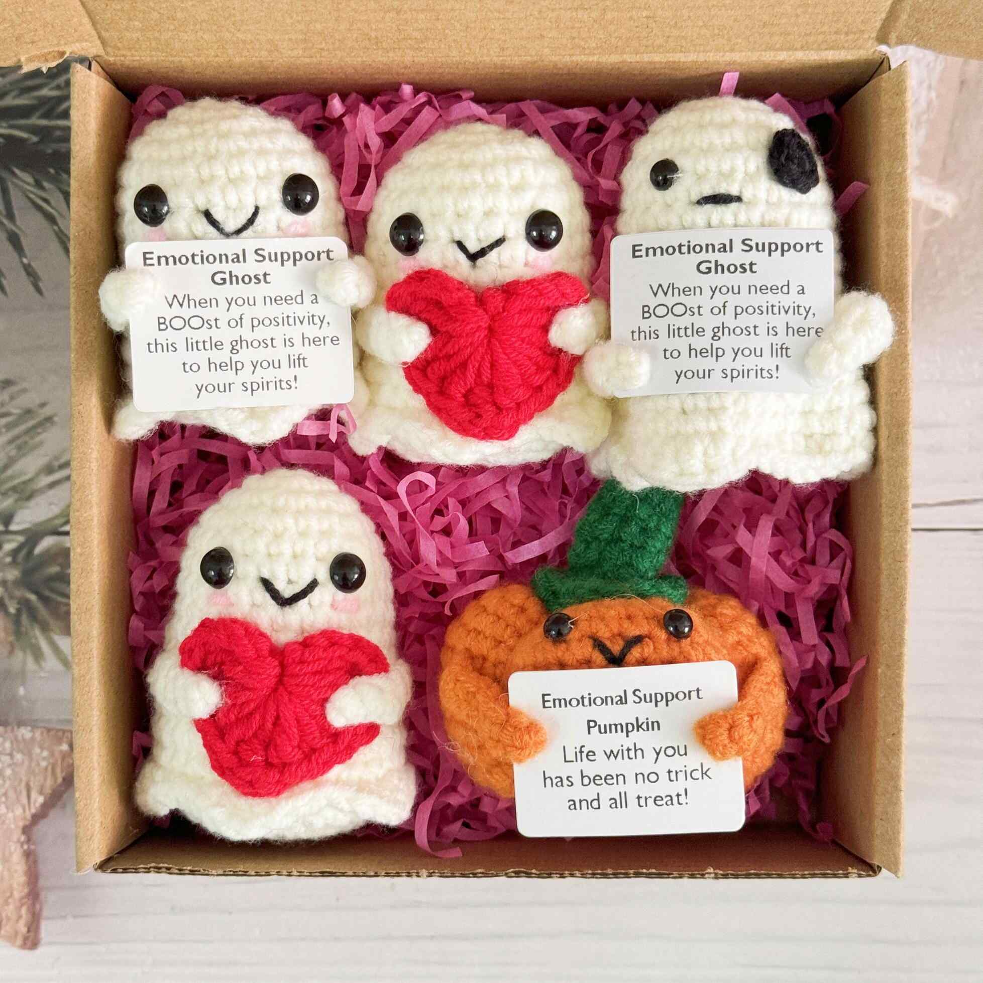 Halloween Crochet Ghost with Pumpkin-Emotional Support Gift