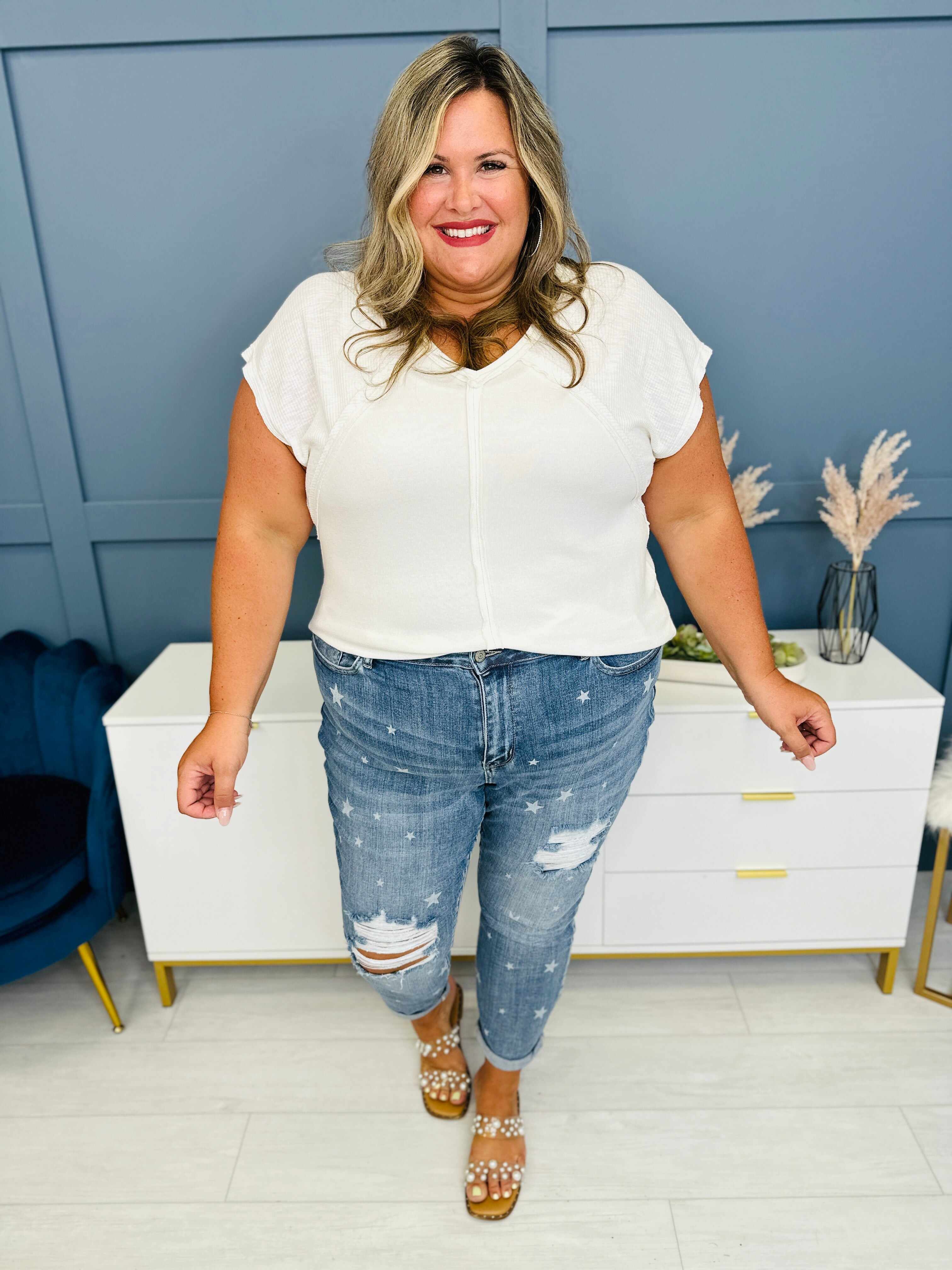 REG/CURVY Be My Lucky Star Cuffed Boyfriend Jeans