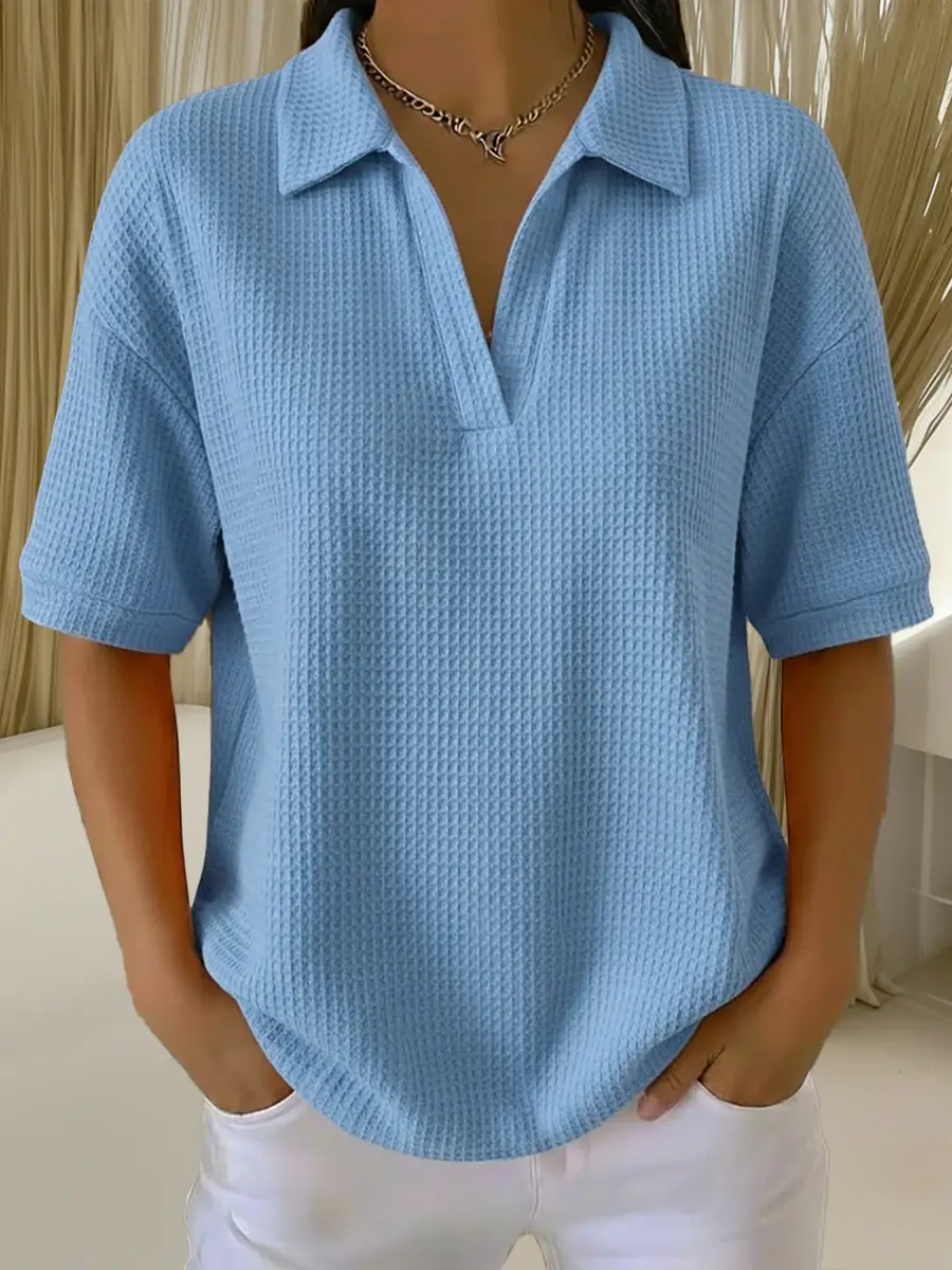 🔥Summer Arrivals🌟Casual Waffle-knit Short-sleeved Cotton Top